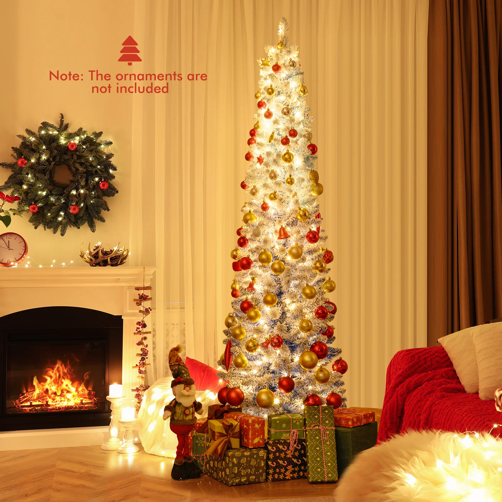 6 Feet Artificial Christmas Tree, 220 Warm White LED Lights, Blue - Image 2