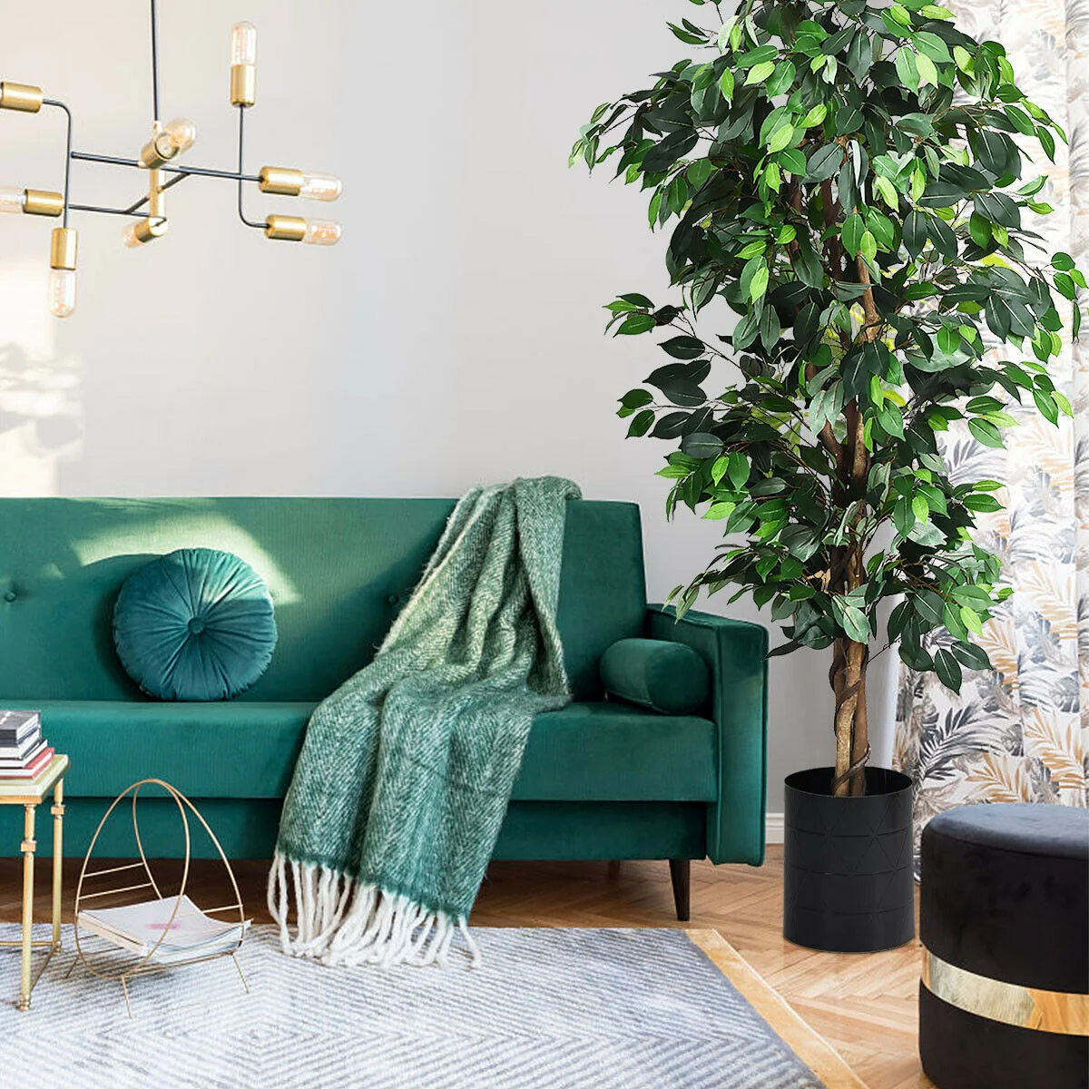 6 Feet Artificial Ficus Silk Tree, Green - Image 2