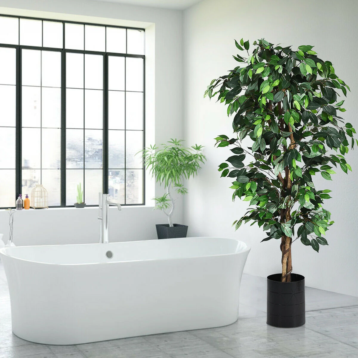 6 Feet Artificial Ficus Silk Tree, Green - Image 6