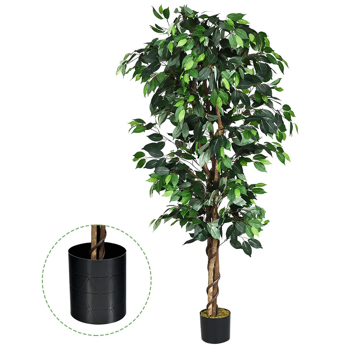 6 Feet Artificial Ficus Silk Tree, Green - Image 9