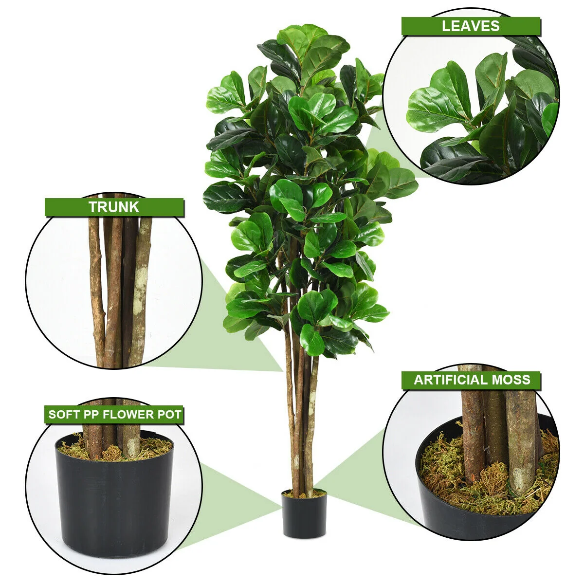6-Feet Artificial Indoor-Outdoor Home Decorative Planter, Green - Image 7