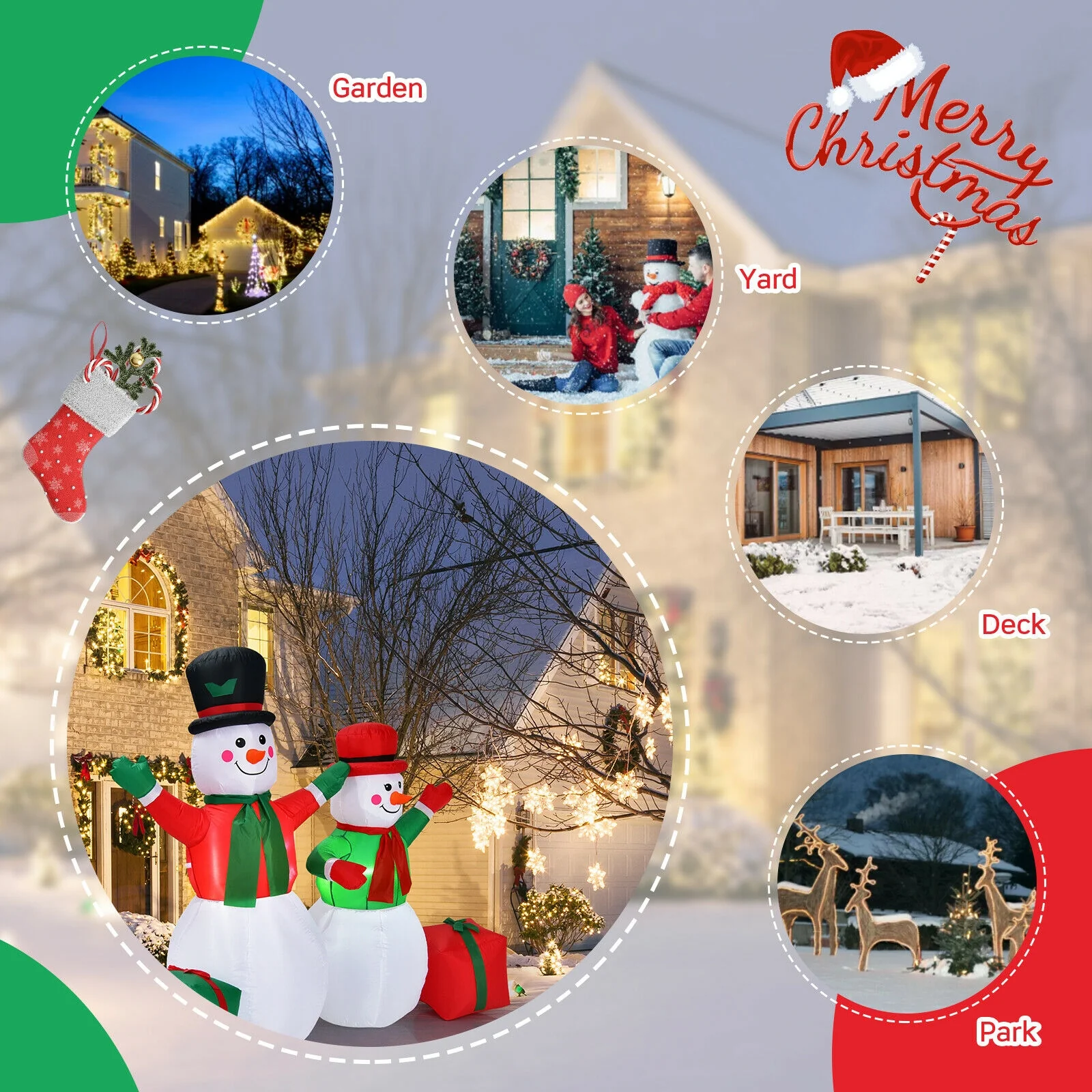 6 Feet Inflatable Snowmen Christmas Decoration, White - Image 8