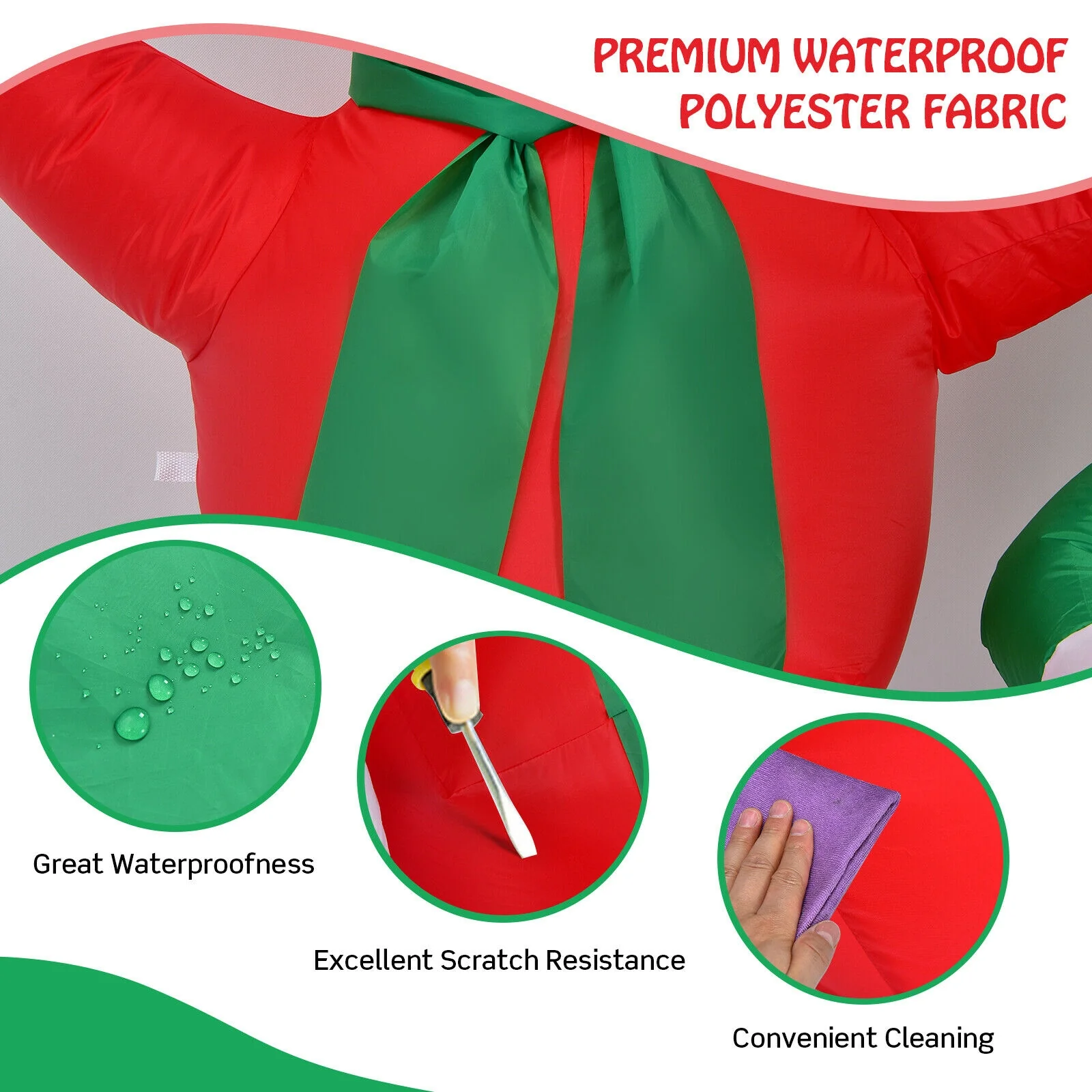 6 Feet Inflatable Snowmen Christmas Decoration, White - Image 9