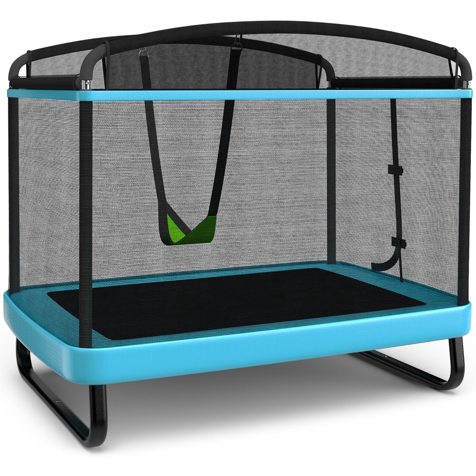 6 Feet Kids Trampoline With Swing Safety Fence, Blue - Image 4