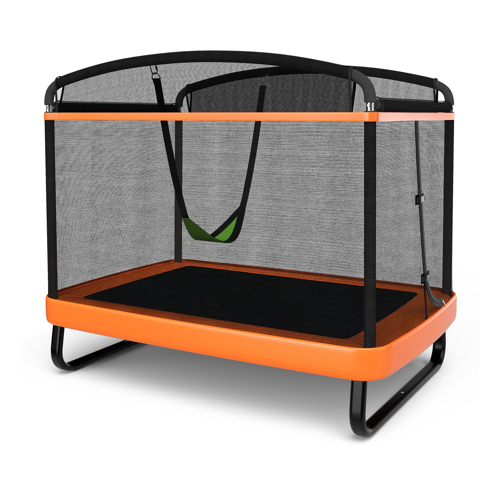 6 Feet Kids Trampoline With Swing Safety Fence, Orange - Image 3