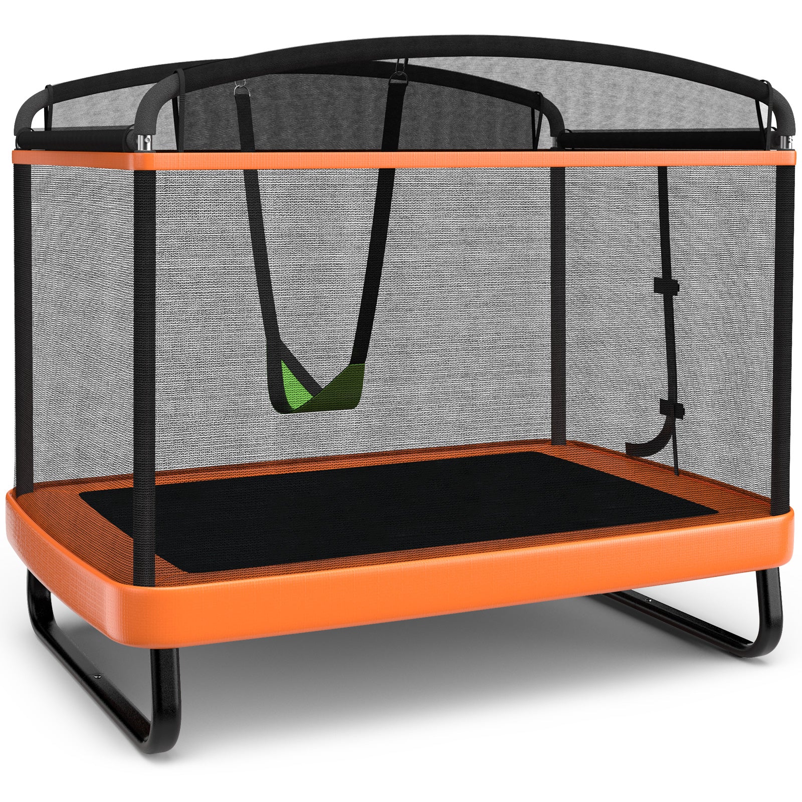 6 Feet Kids Trampoline With Swing Safety Fence, Orange - Image 4