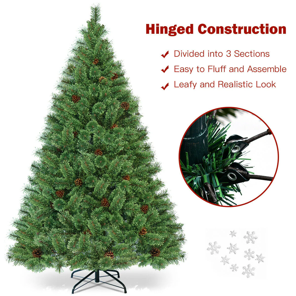 6 Feet Pre-Lit PVC Artificial Carolina Pine Tree, LED Lights, Green - Image 6