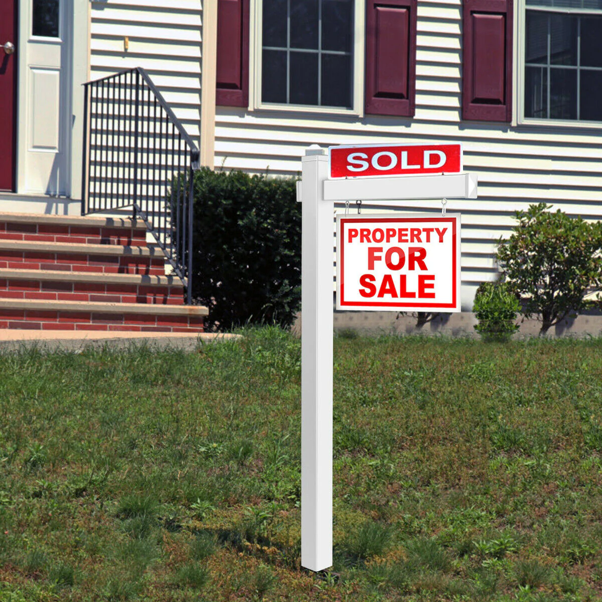 6 Feet Vinyl UPVC Real Estate Sign Post, White - Image 2