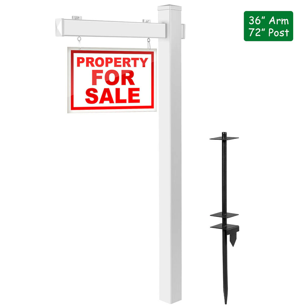 6 Feet Vinyl UPVC Real Estate Sign Post, White - Image 5