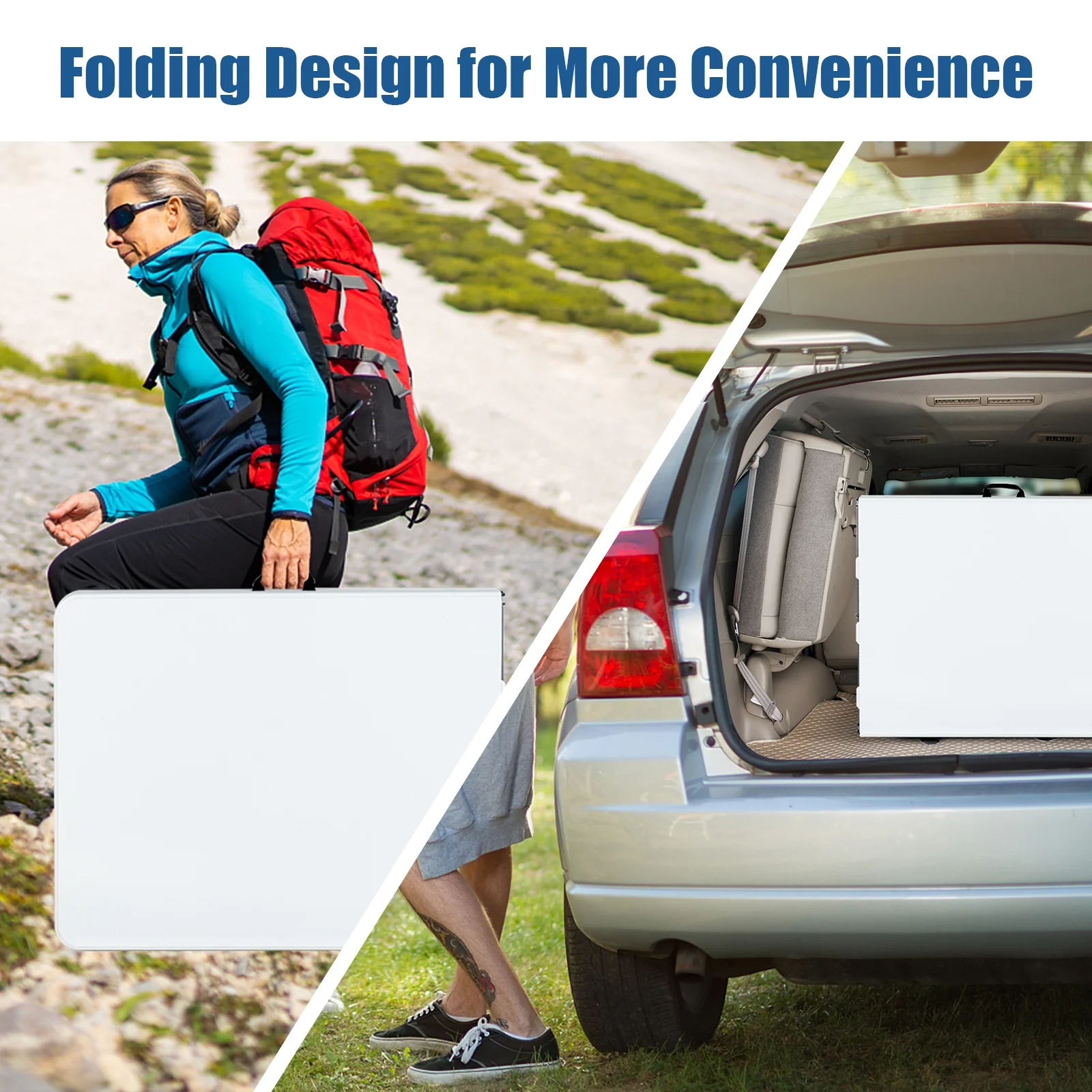 6' Folding Portable Plastic Outdoor Camp Table, White - Image 8