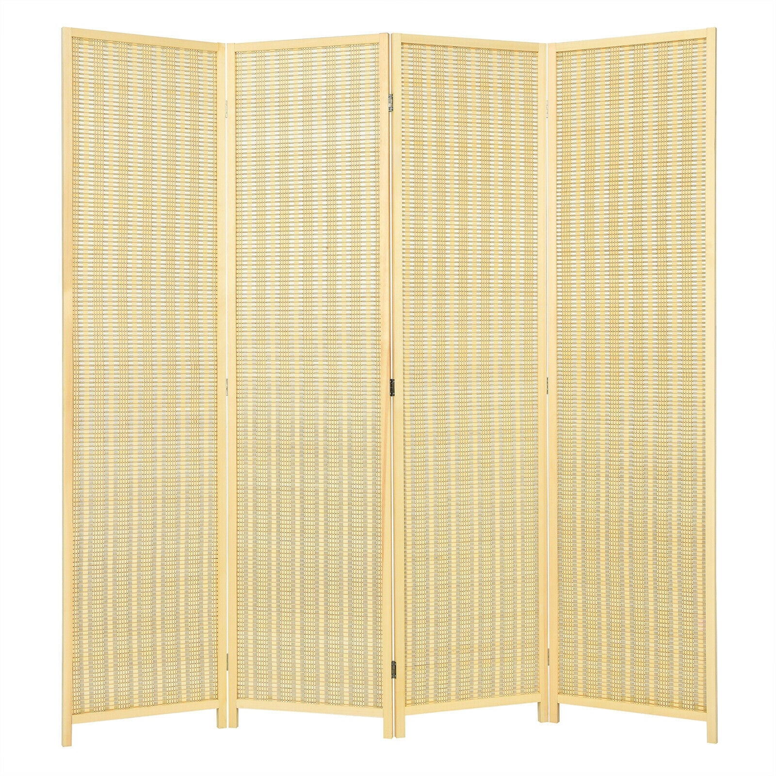 6 ft 4 Panel Portable Folding Room Divider Screen, Natural - Image 4
