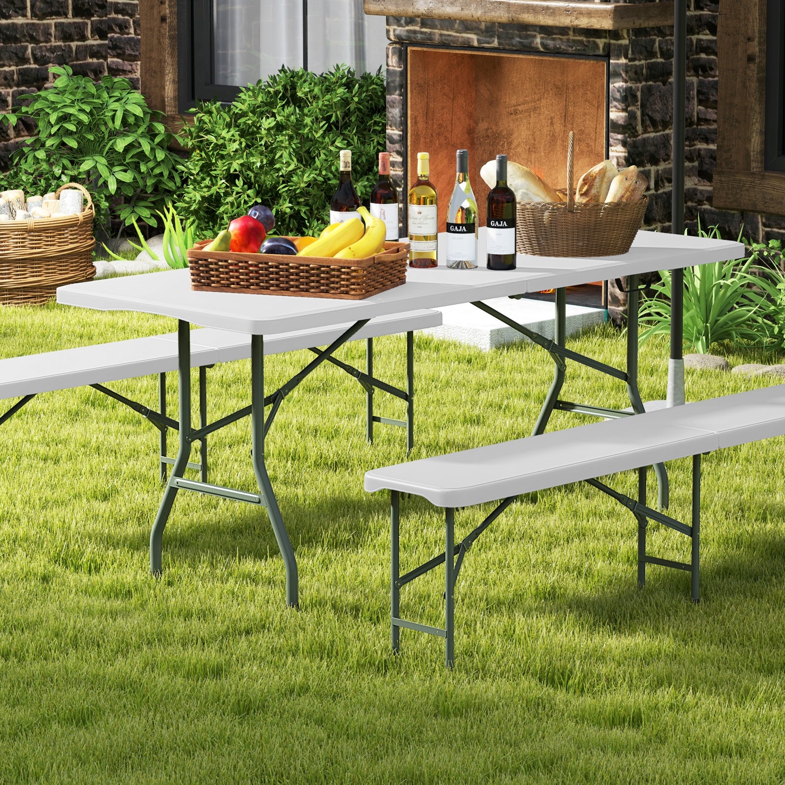 6 Ft Portable Folding Table, 350 Lbs Capacity, White - Image 2