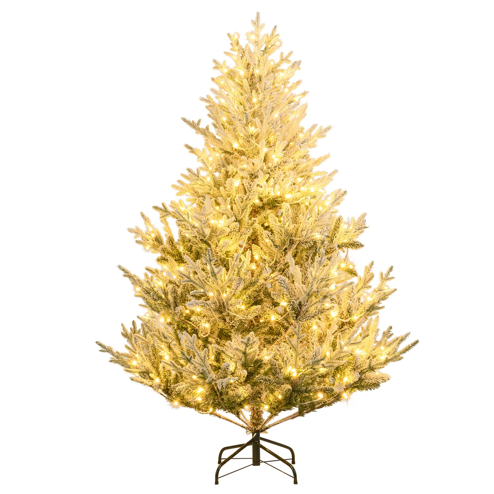 6 Ft Pre-Lit Artificial Christmas Tree, Hinged Snow Flocked, Green - Image 4