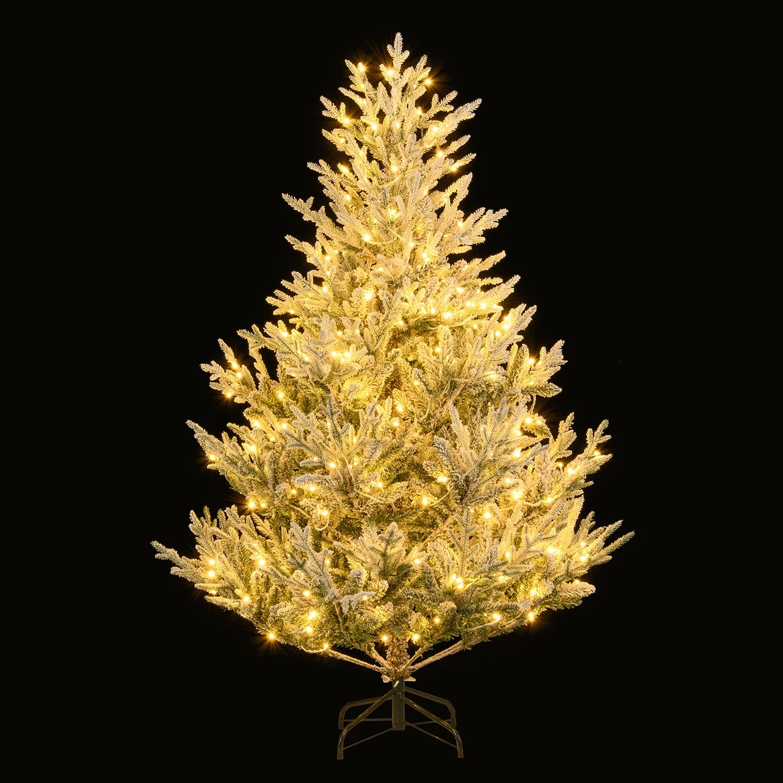 6 Ft Pre-Lit Artificial Christmas Tree, Hinged Snow Flocked, Green - Image 5