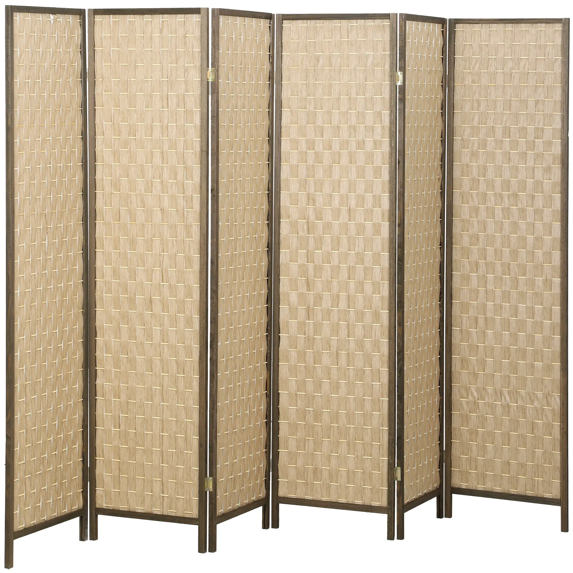 6 FT Room Divider, 6 Panel Folding Privacy Screen, Brown - Image 11