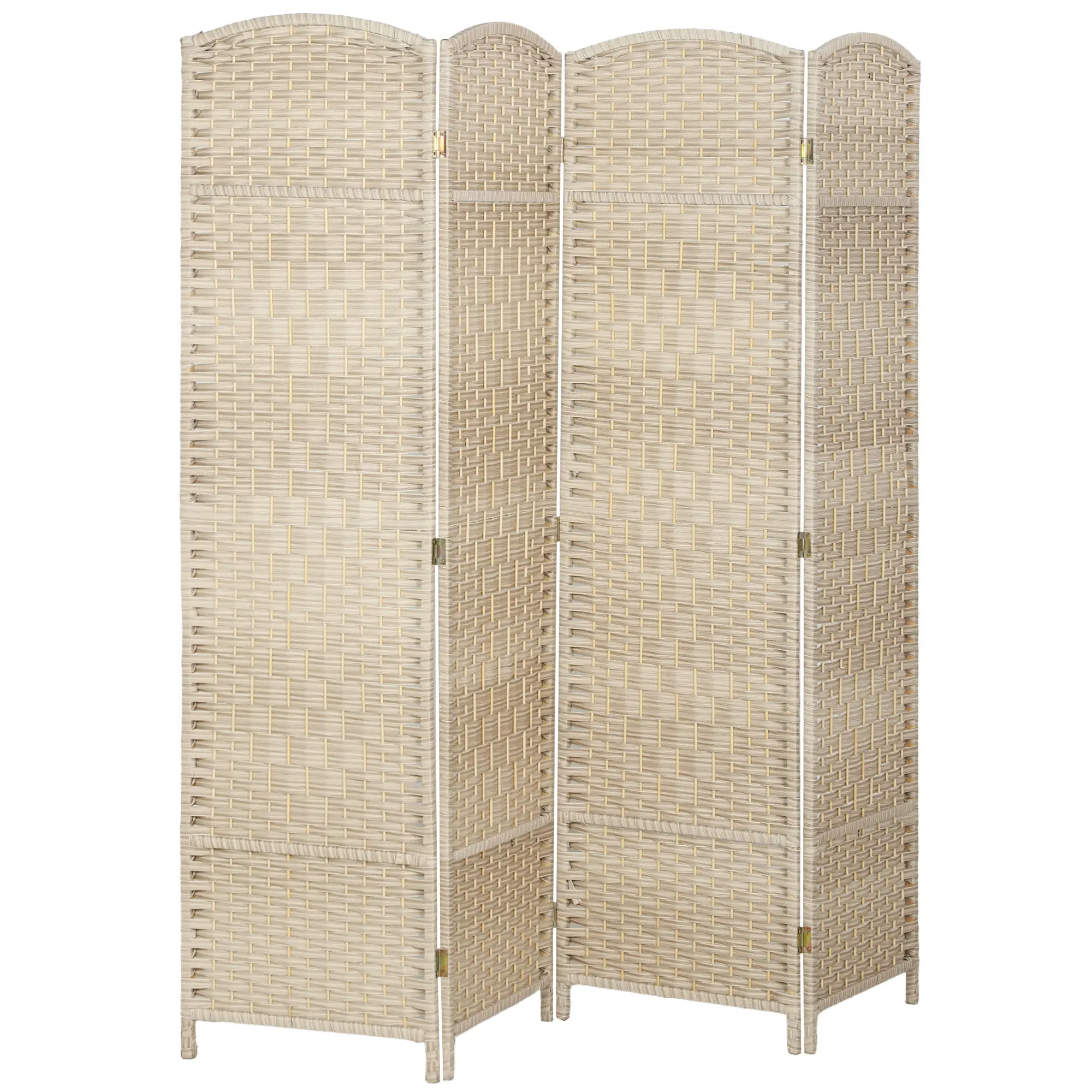 6 Ft Tall Folding Room Divider, 4 Panel Privacy Screen, Light Oak - Image 11