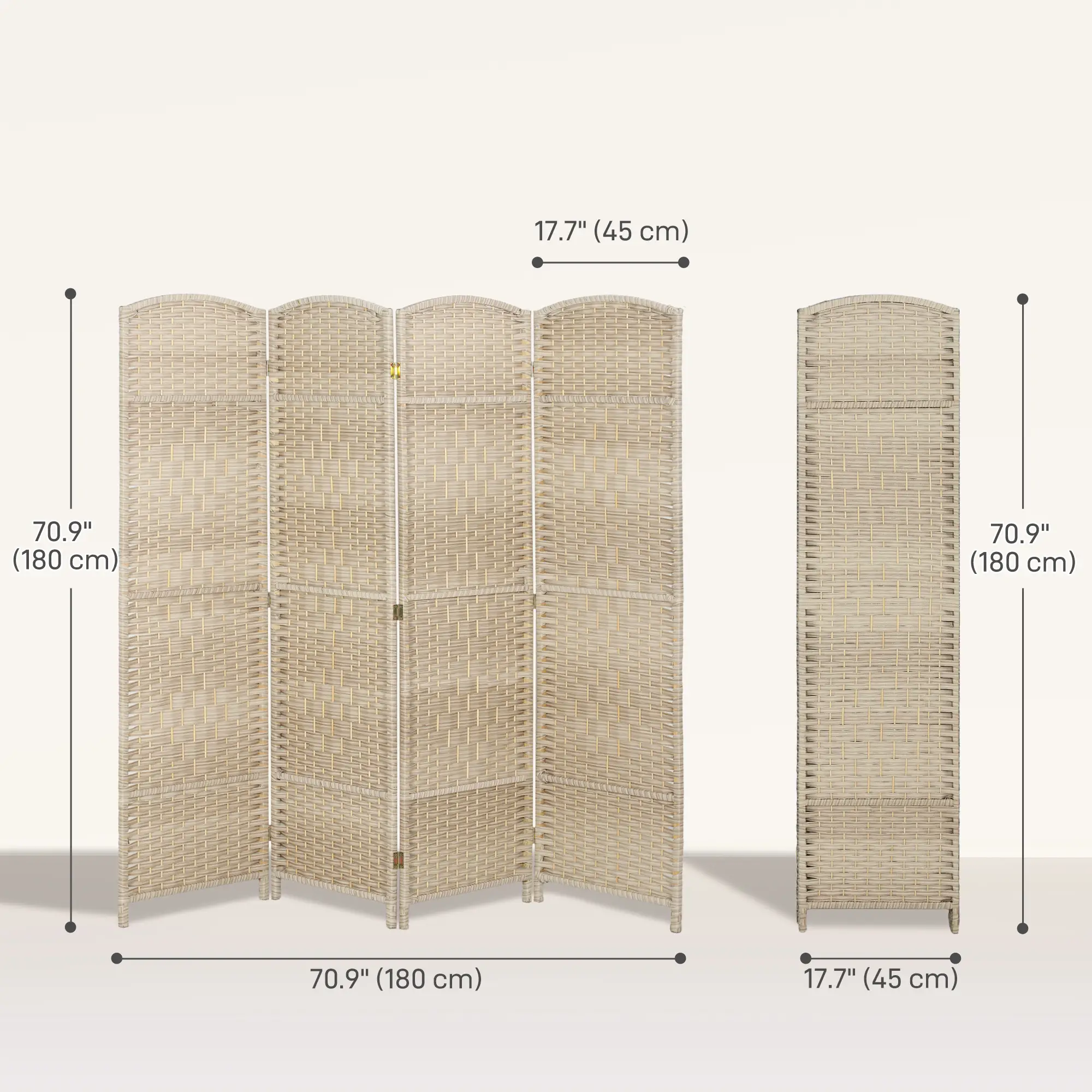 6 Ft Tall Folding Room Divider, 4 Panel Privacy Screen, Light Oak - Image 3