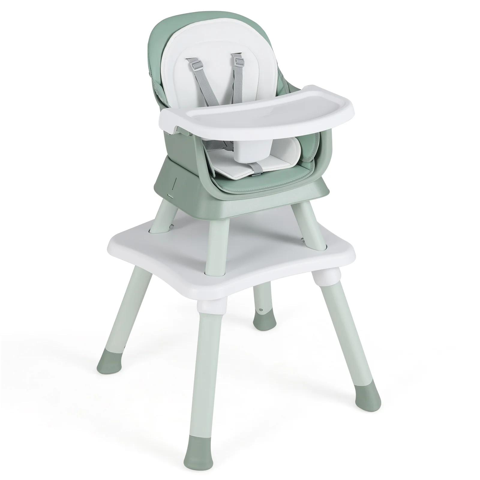 6-In-1 Convertible High Chair, Adjustable Removable Tray, Green