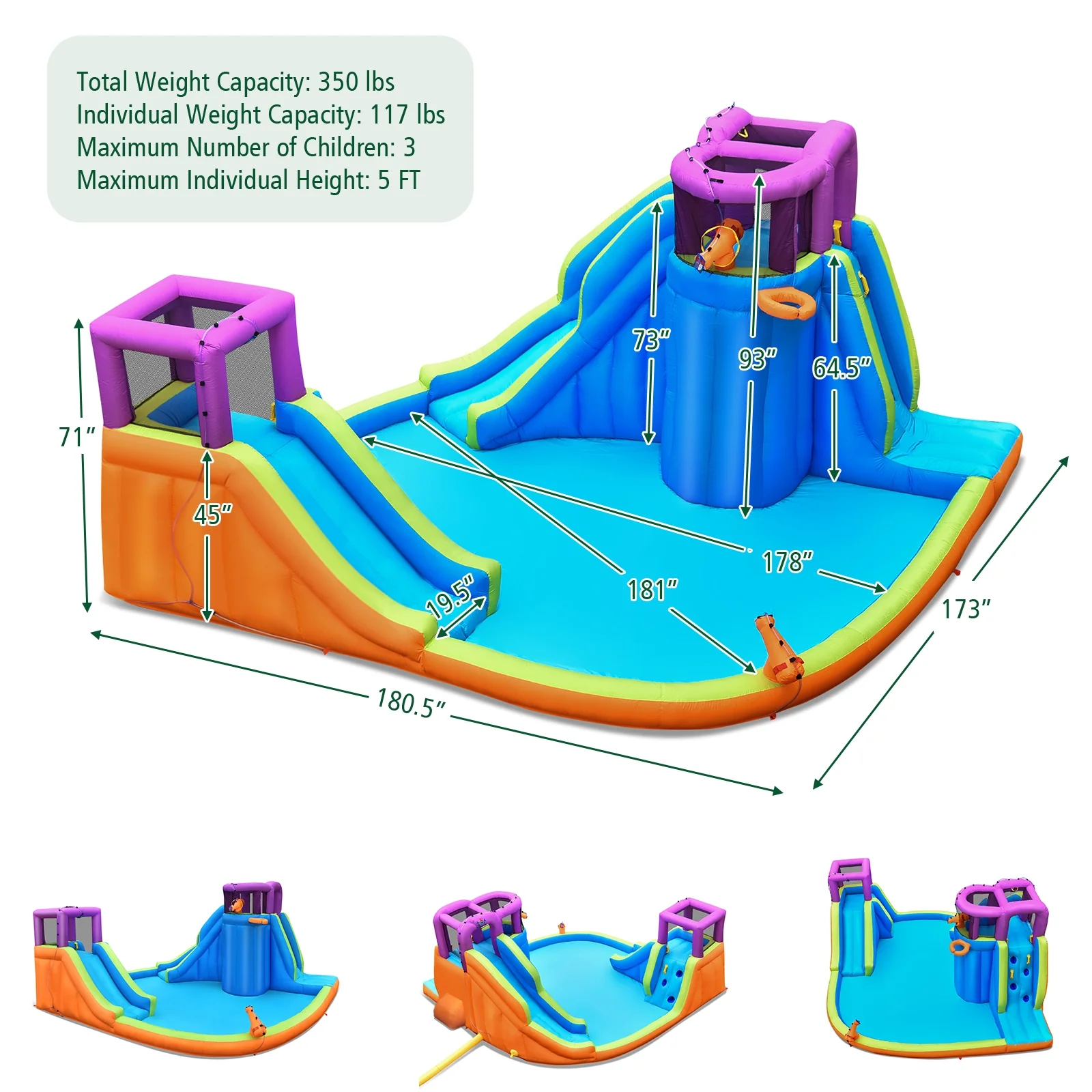 6-In-1 Inflatable Dual Water Slide Bounce House Without Blower - Image 6