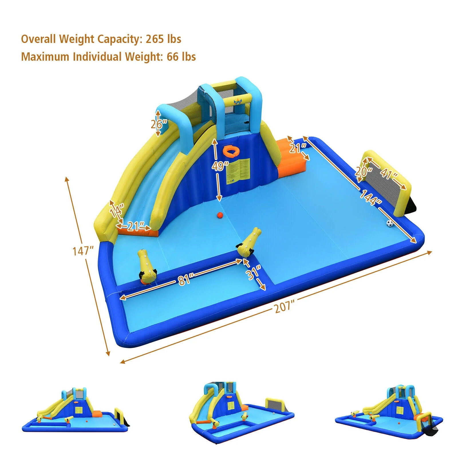 6-In-1 Inflatable Water Slide Jumping House Without Blower - Image 6