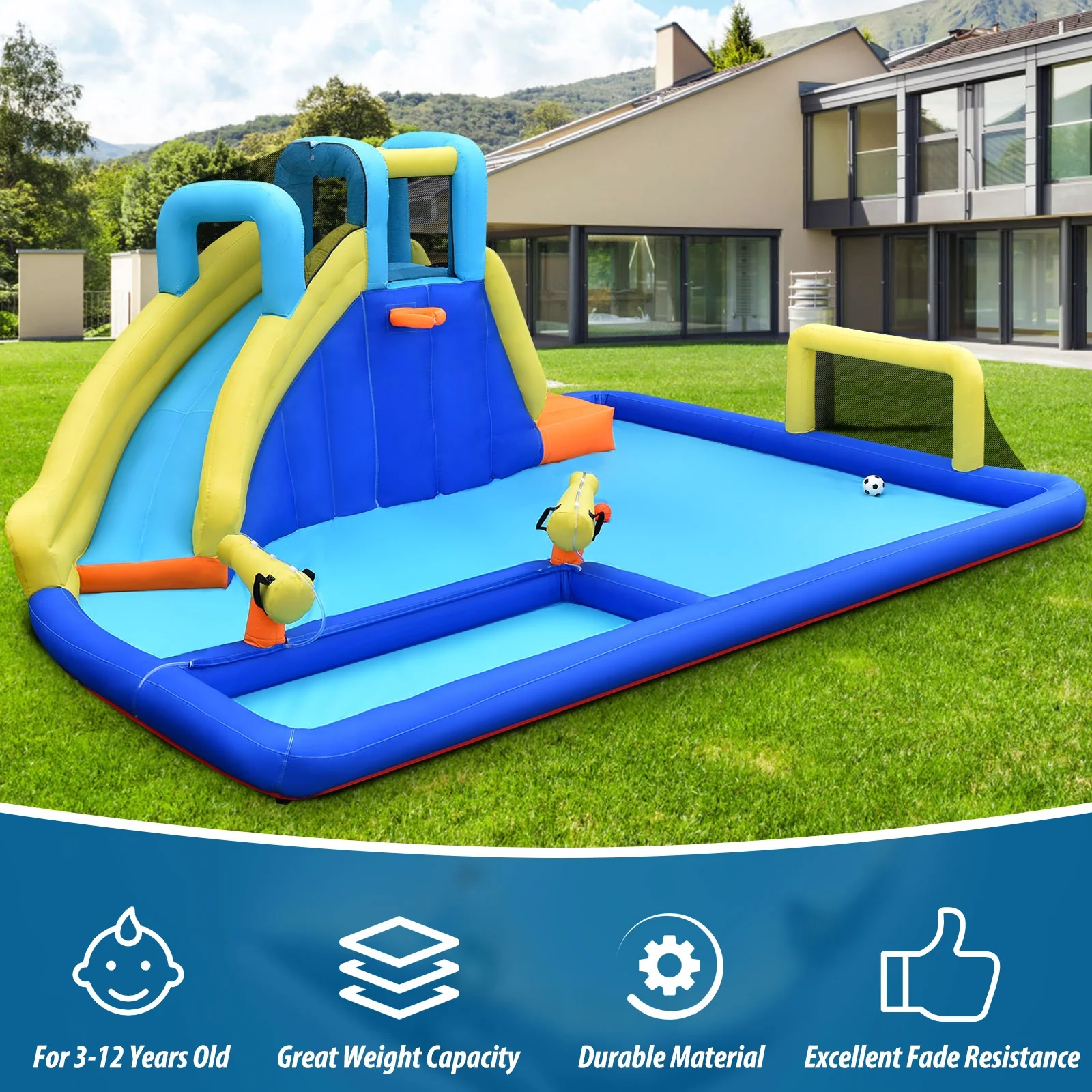 6-In-1 Inflatable Water Slide Jumping House Without Blower - Image 7