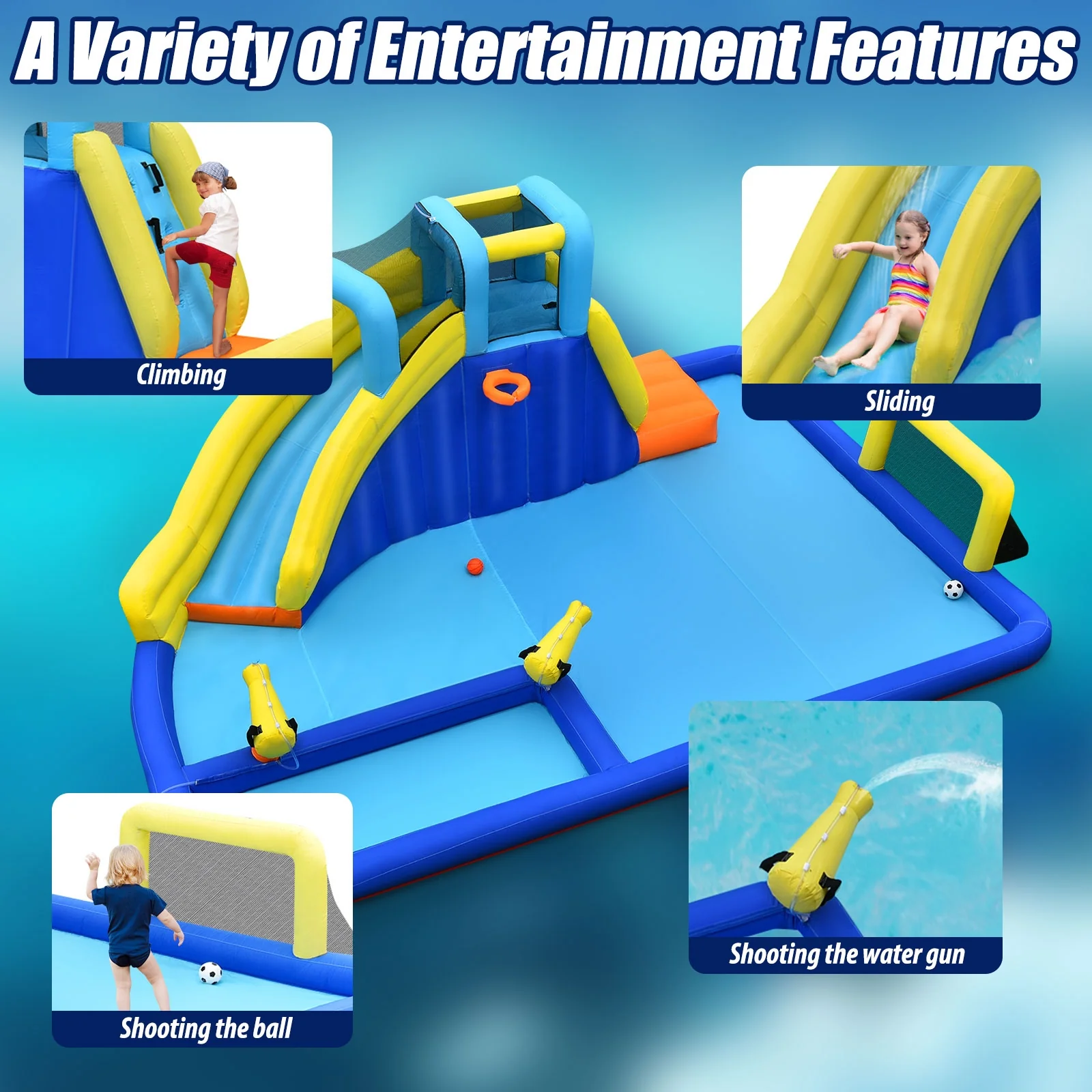 6-In-1 Inflatable Water Slide Jumping House Without Blower - Image 8