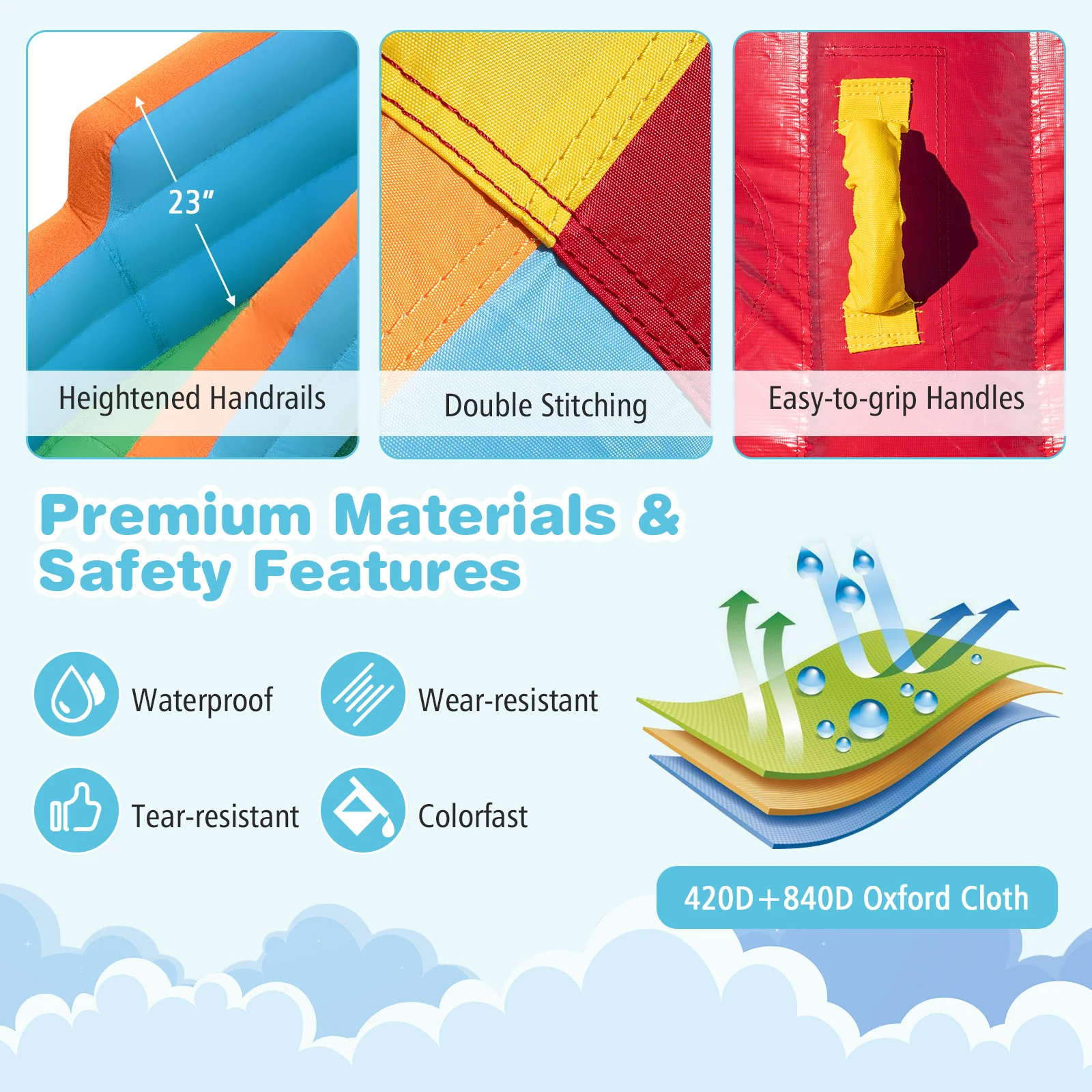 6-in-1 Inflatable Water Slide Park, 750W Blower, Multicolor - Image 7