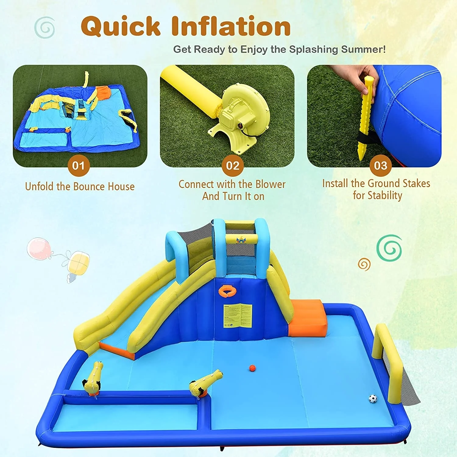 6-In-1 Inflatable Water Slides With Blower For Kids - Image 9