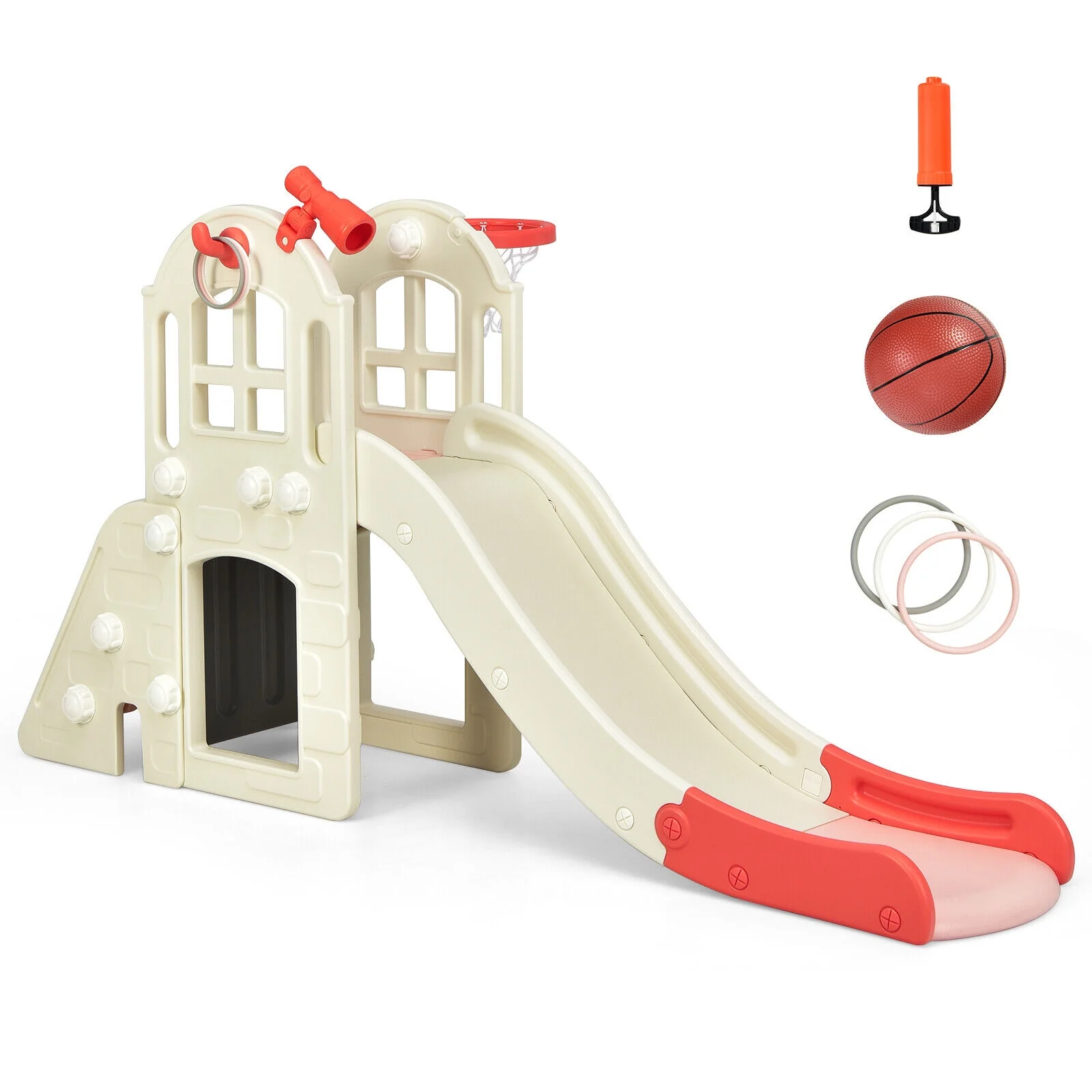 6-In-1 Large Kids Climber Slide Playset, Pink - Image 9