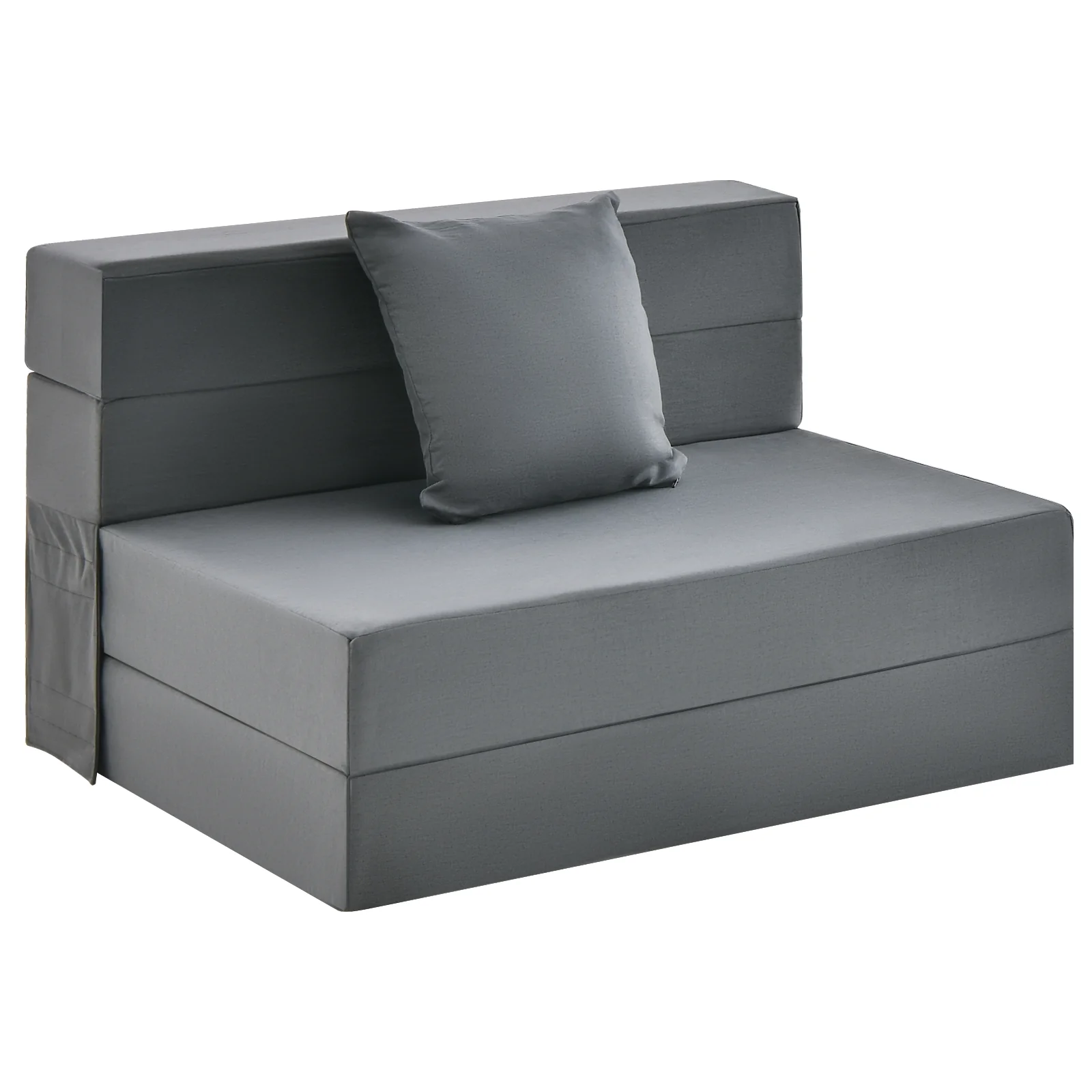 6 Inch Tri-Fold Sofa Bed, Folding Mattress With Pillow, Dark Gray - Image 4