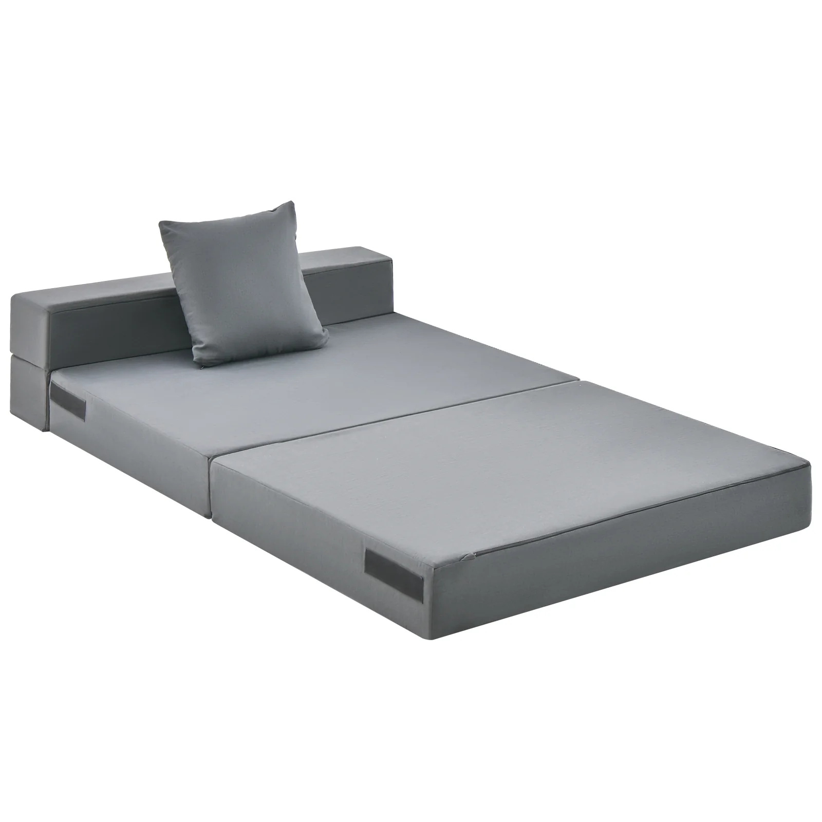 6 Inch Tri-Fold Sofa Bed, Folding Mattress With Pillow, Dark Gray - Image 5