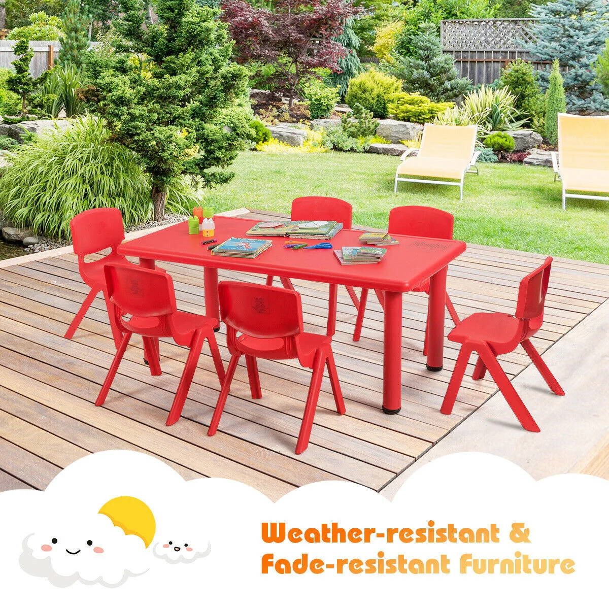 6-Pack Kids Plastic Stackable Classroom Chairs, Red - Image 3