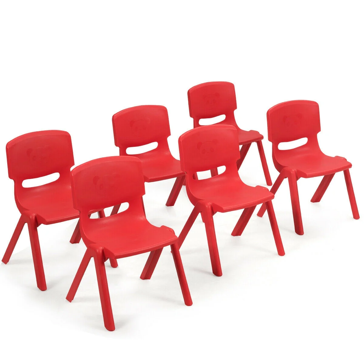 6-Pack Kids Plastic Stackable Classroom Chairs, Red - Image 4
