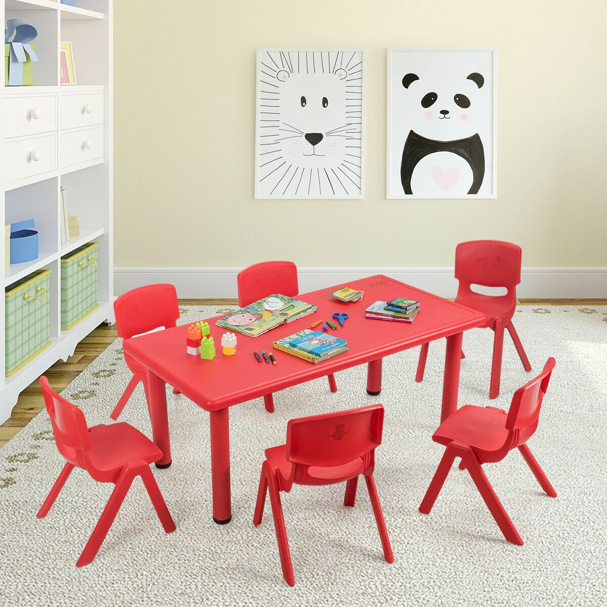 6-Pack Kids Plastic Stackable Classroom Chairs, Red - Image 7