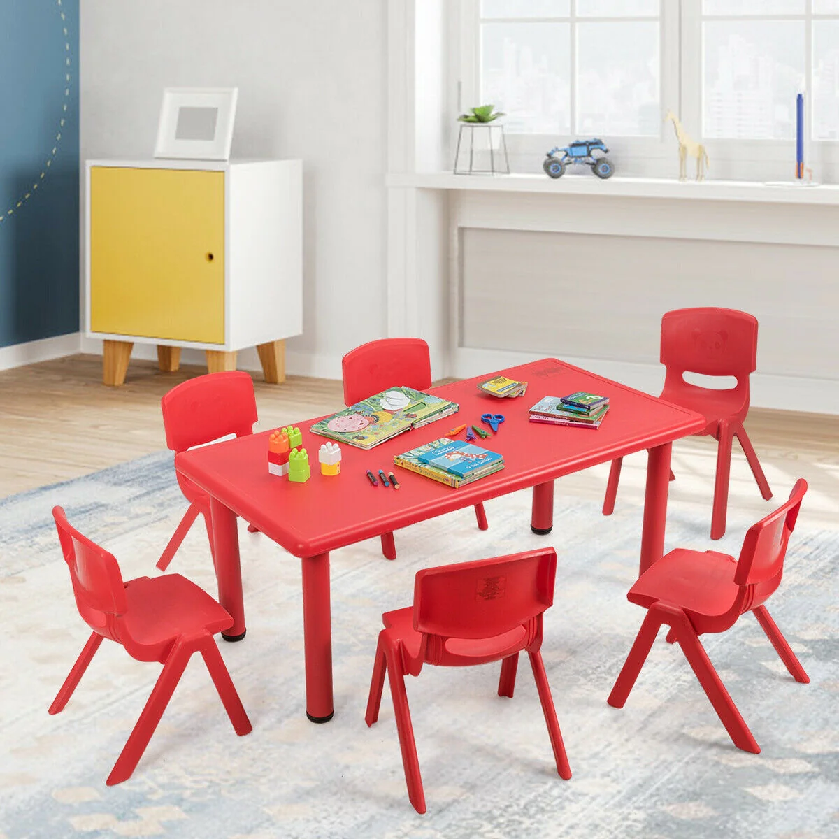 6-Pack Kids Plastic Stackable Classroom Chairs, Red - Image 9