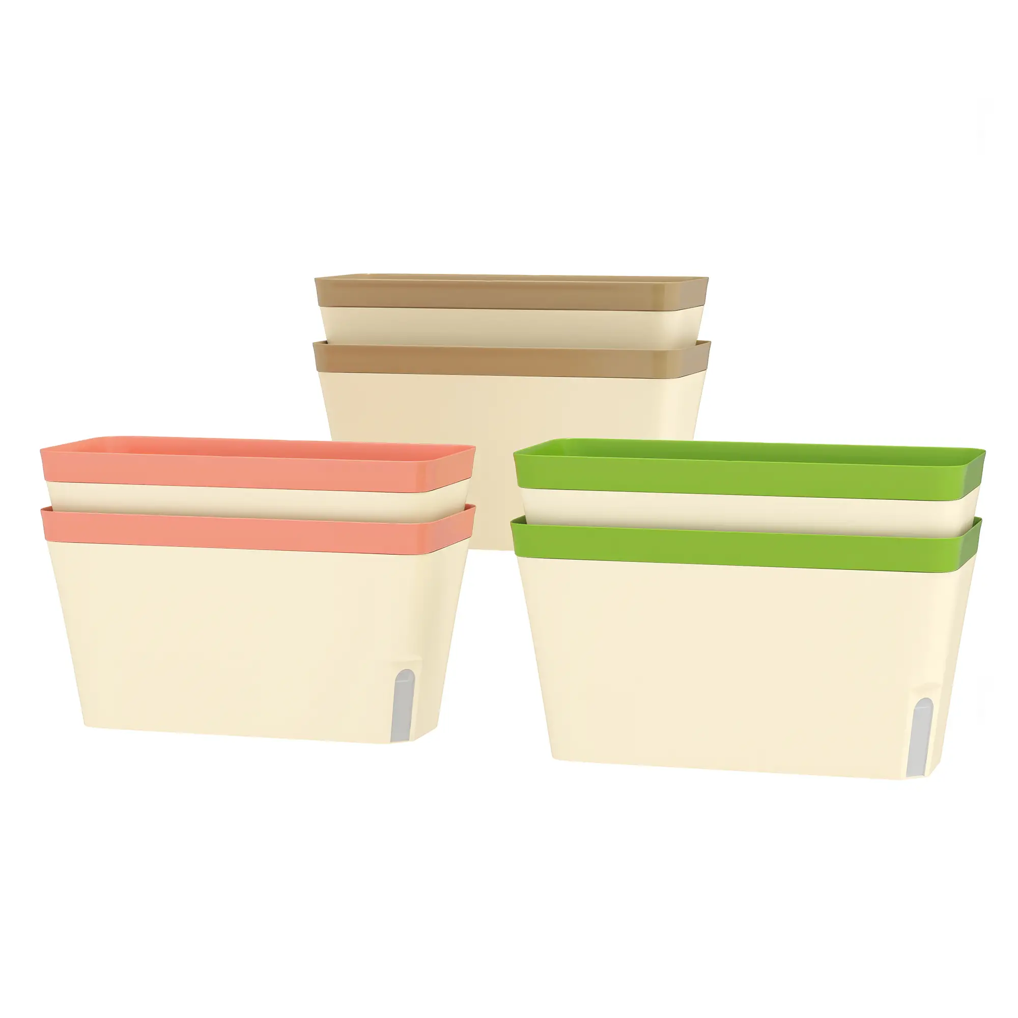 6 Pack Self Watering Flower Pots, 10.5 Inch Planter Box with Water Indicator