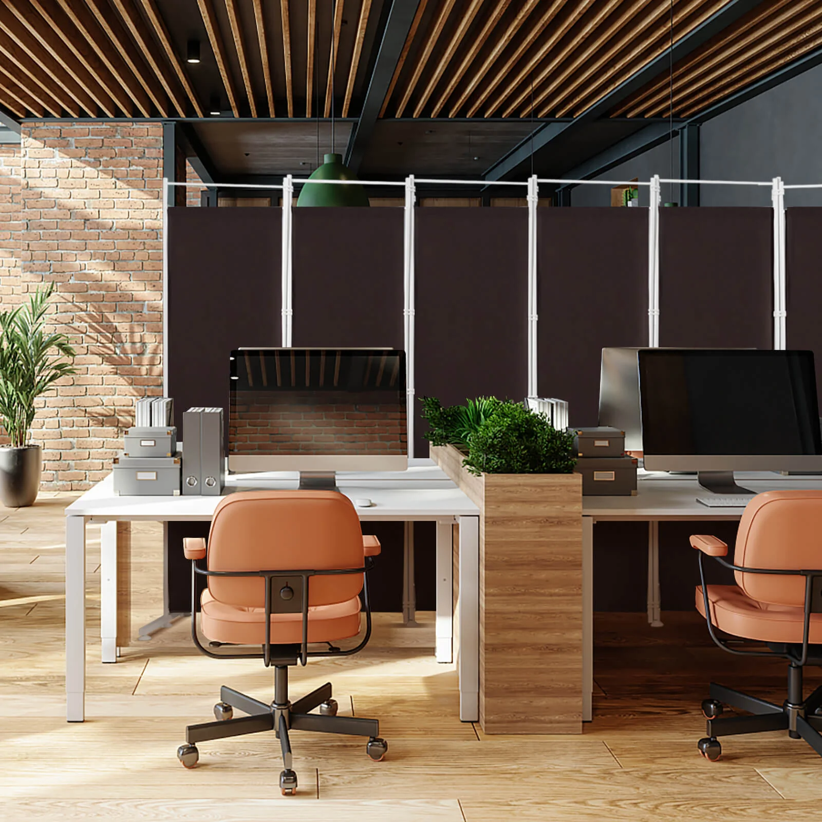 6-Panel Folding Privacy Screen, Brown - Image 7