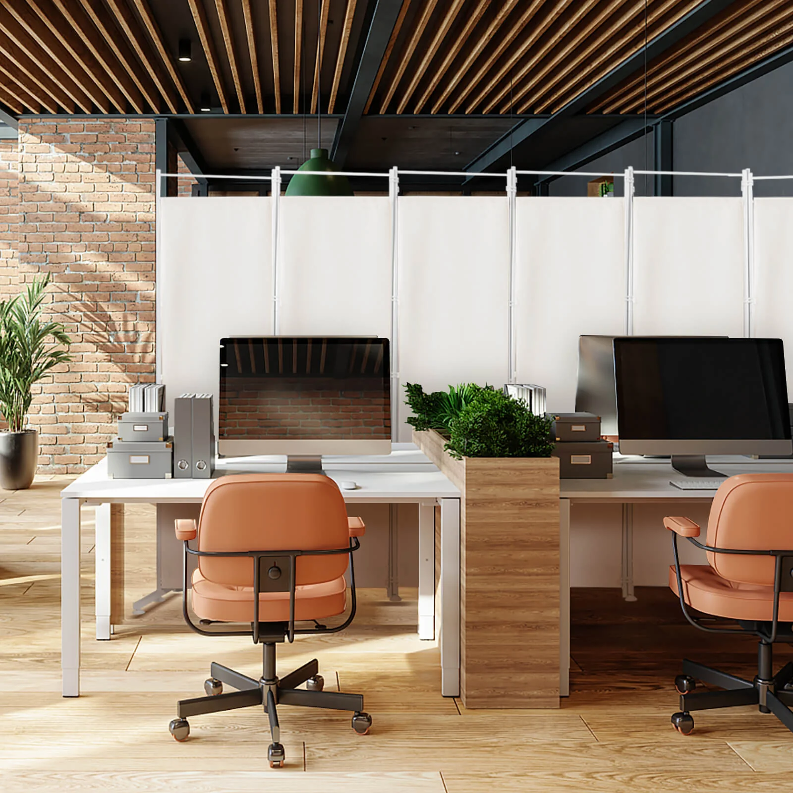 6-Panel Folding Privacy Screen, White - Image 7