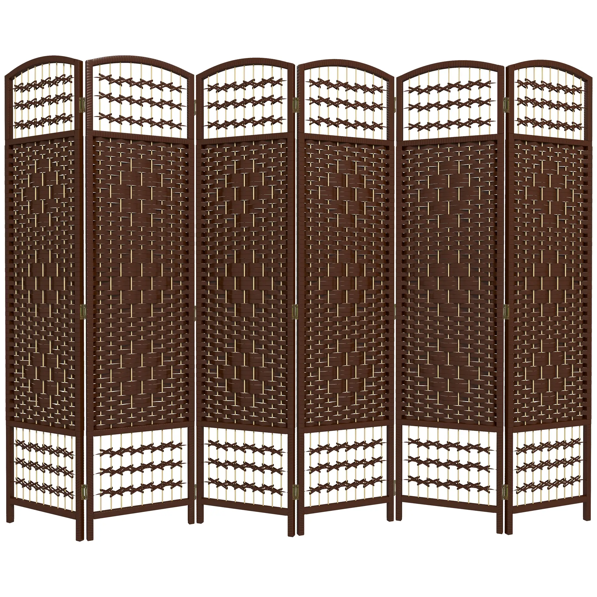6 Panel Folding Room Divider, Portable Privacy Screen, Brown