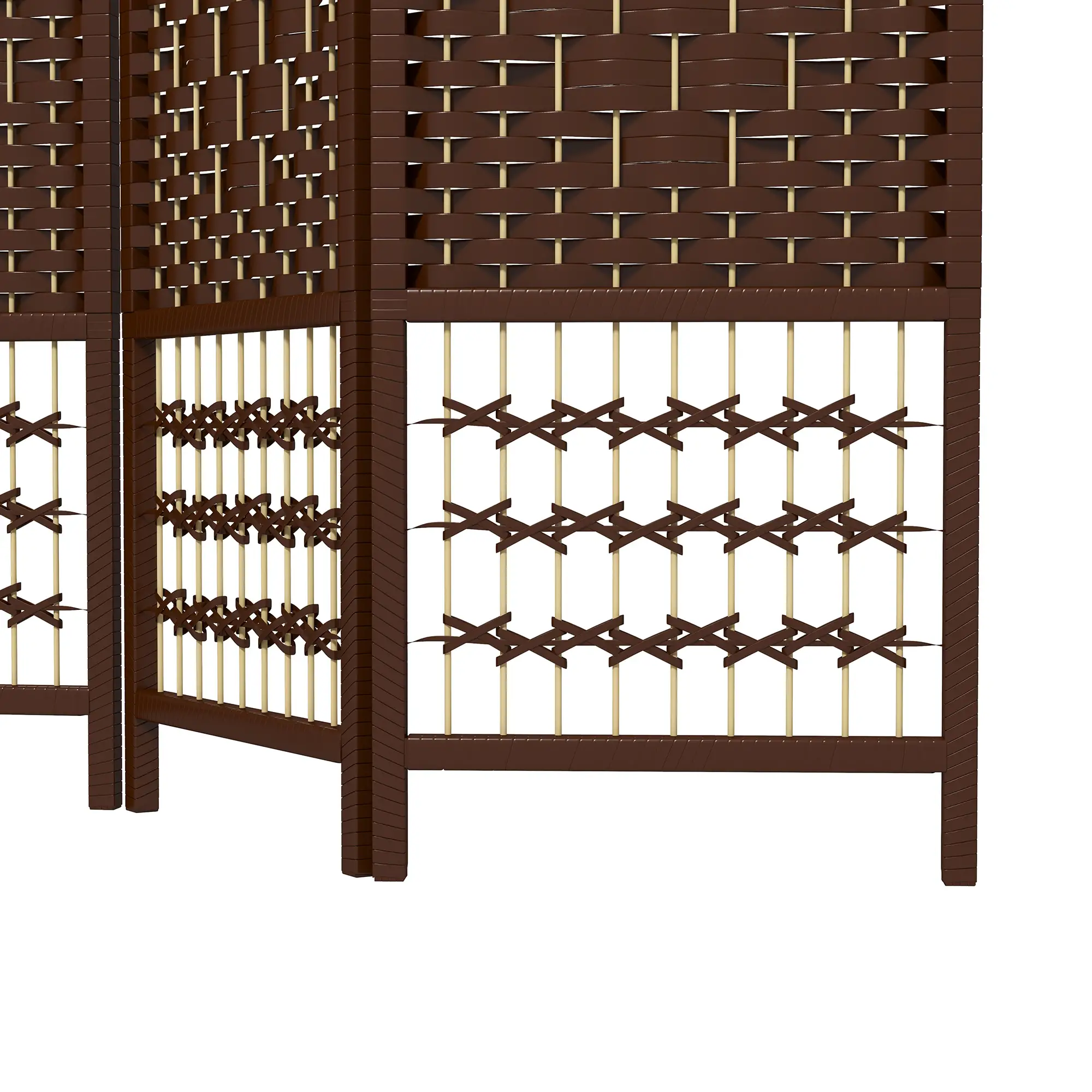 6 Panel Folding Room Divider, Portable Privacy Screen, Brown - Image 10