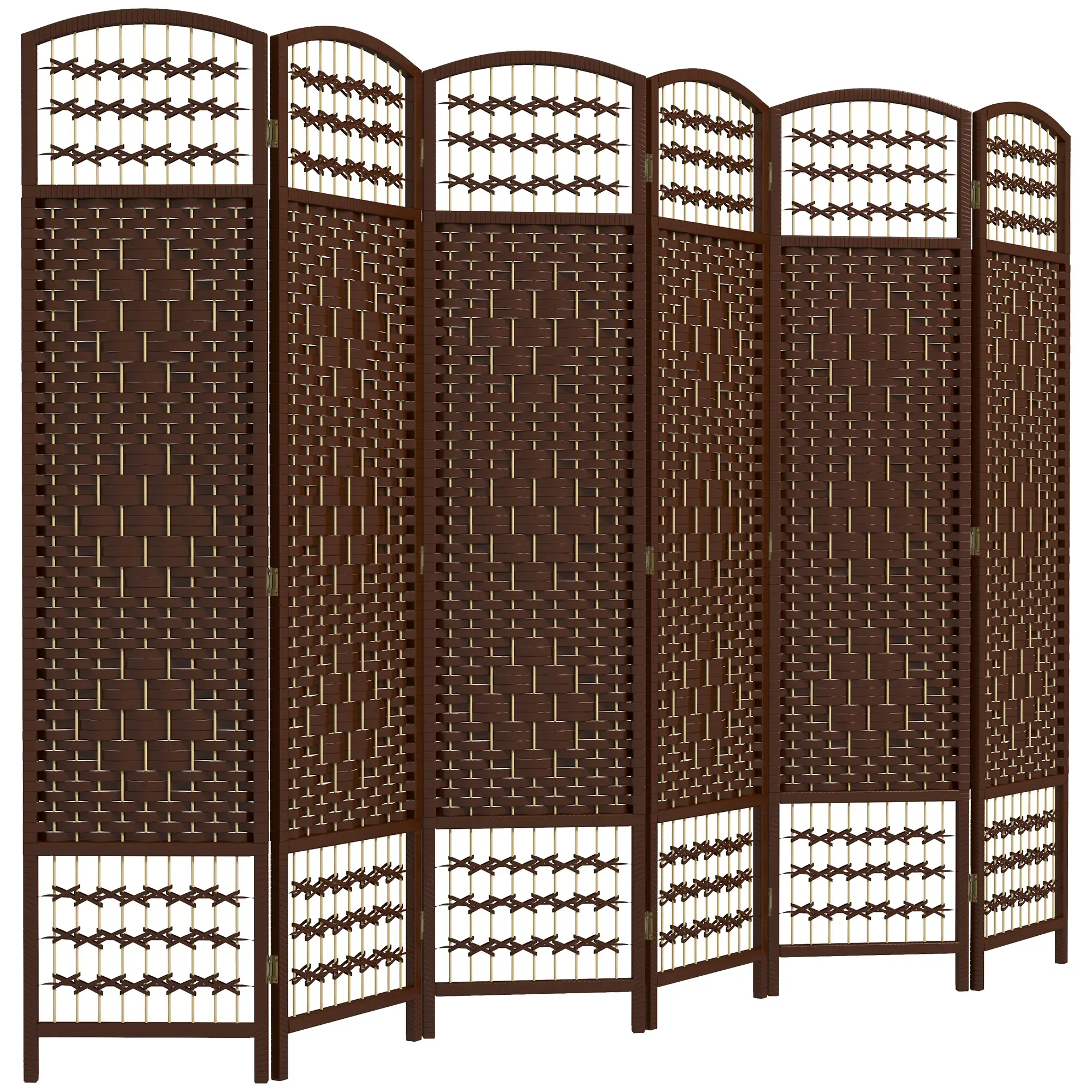 6 Panel Folding Room Divider, Portable Privacy Screen, Brown - Image 11