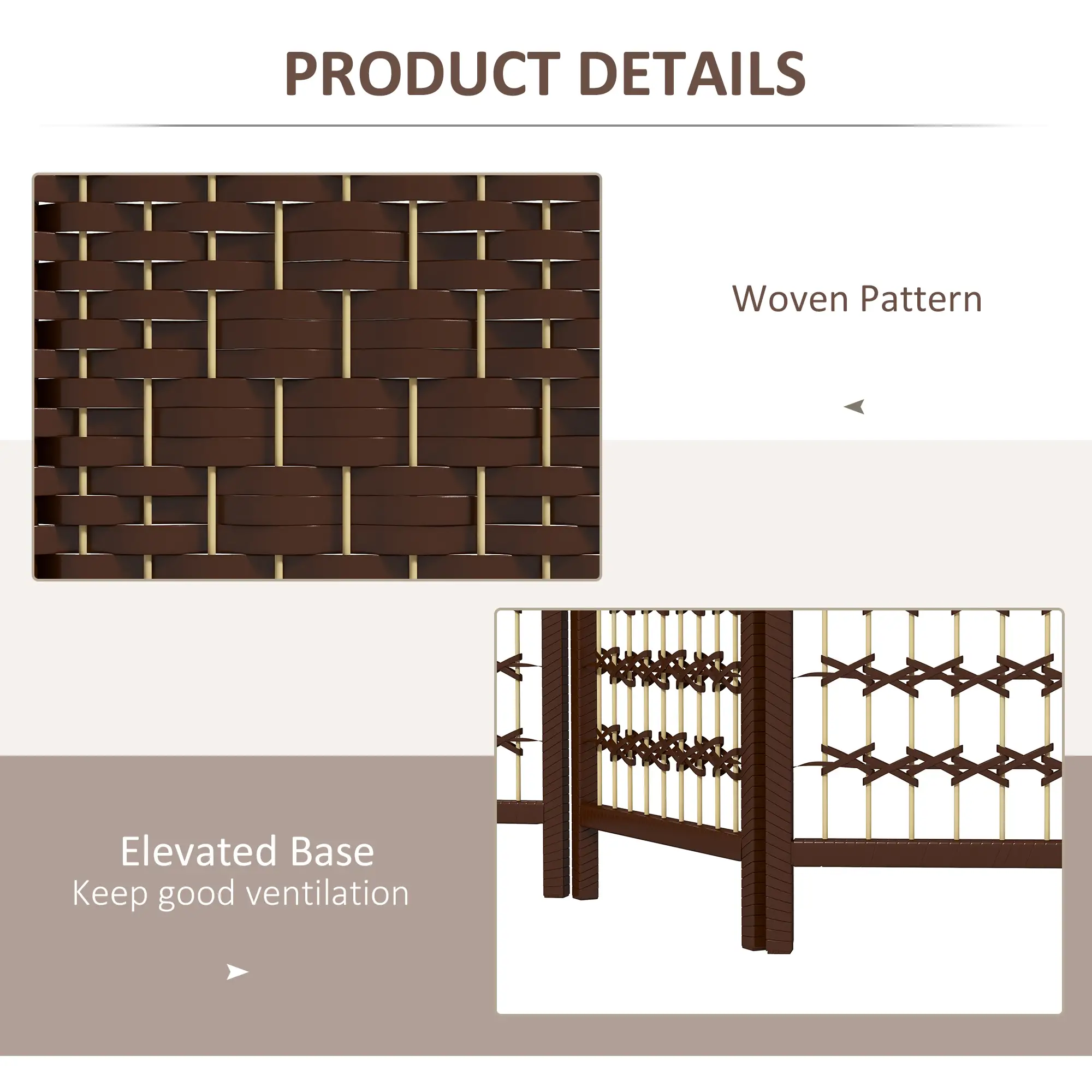 6 Panel Folding Room Divider, Portable Privacy Screen, Brown - Image 6