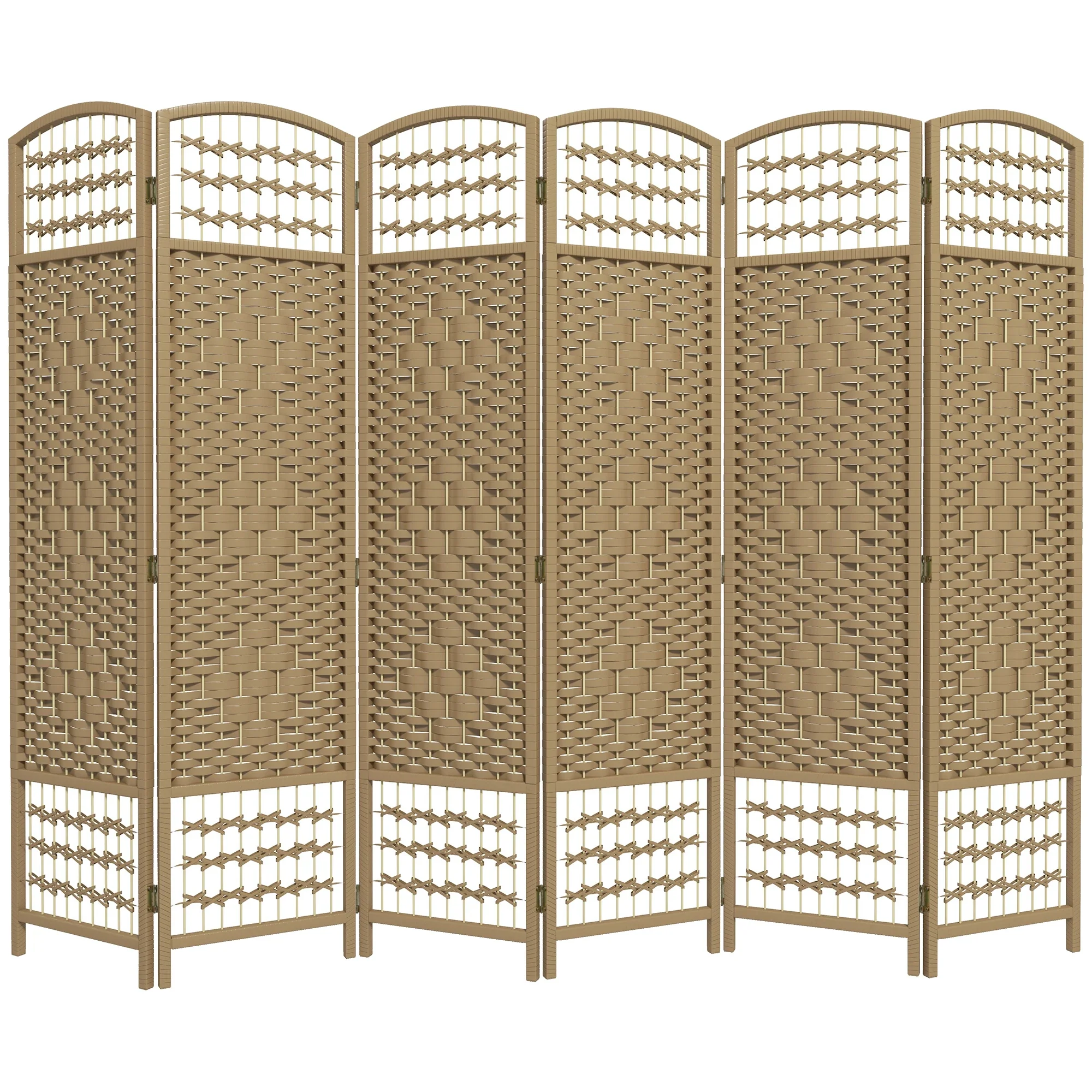 6 Panel Folding Room Divider, Portable Privacy Screen, Natural