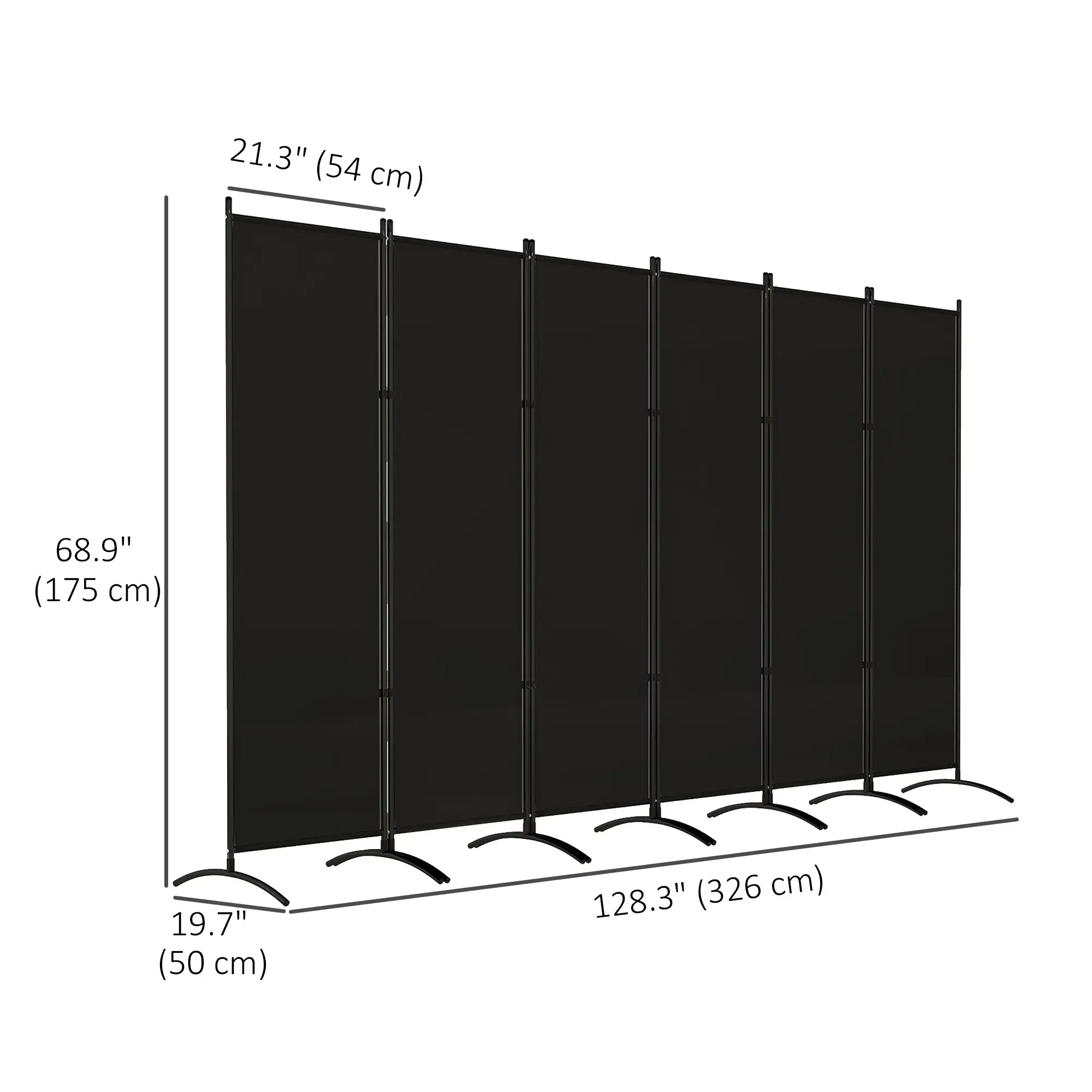 6 Panel Folding Room Divider, UV30+ Privacy Screen, Black - Image 3