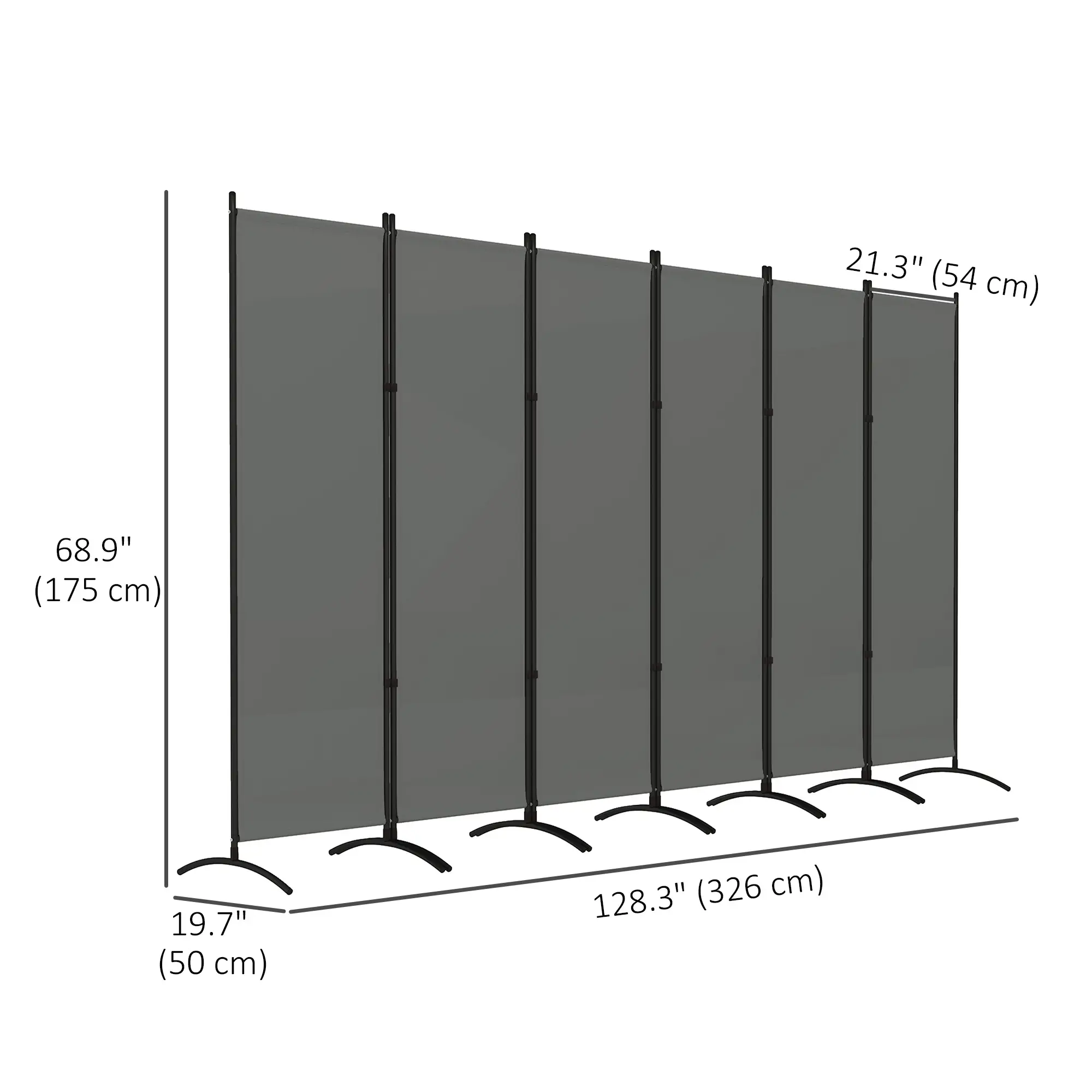 6 Panel Folding Room Divider, UV30+ Privacy Screen, Dark Grey - Image 3