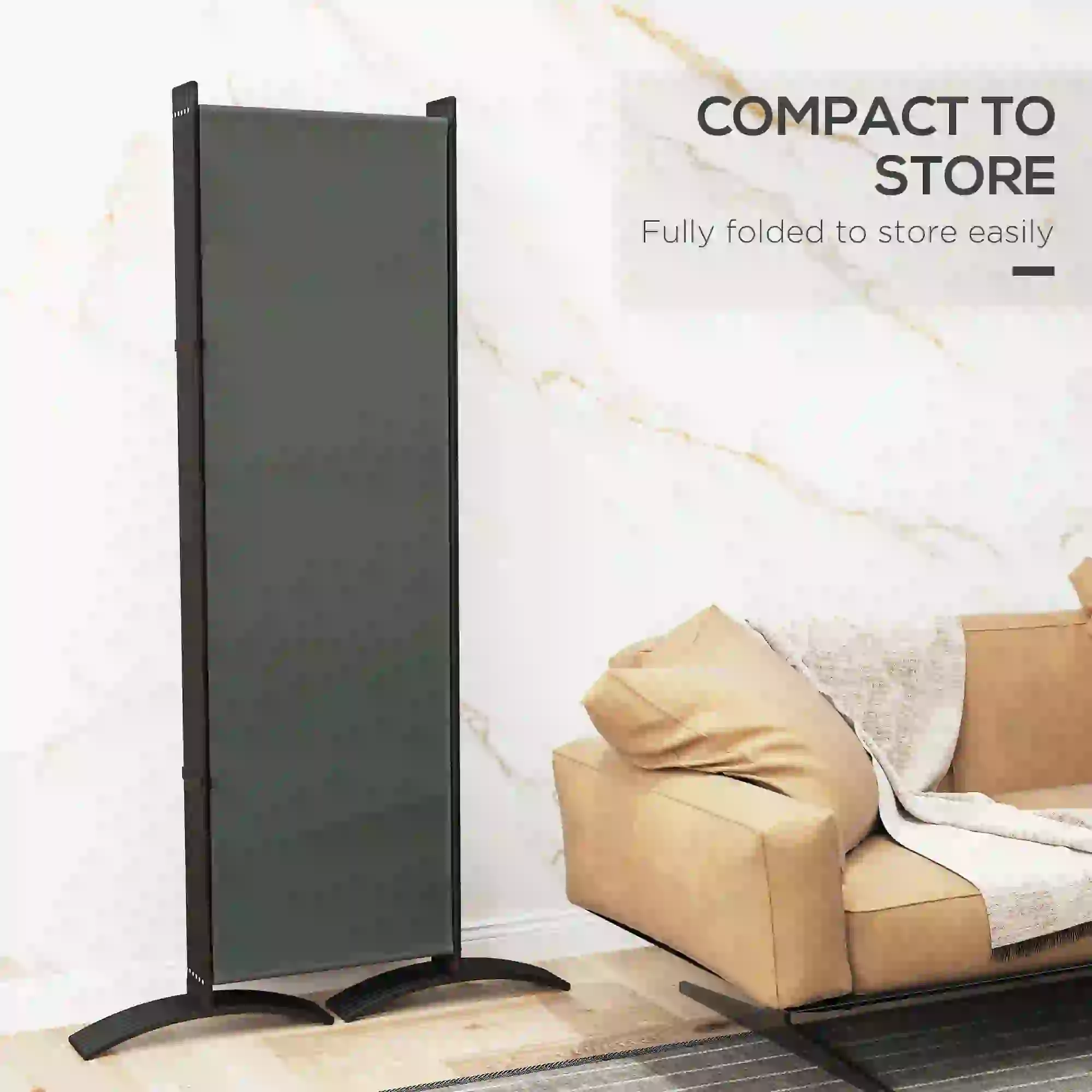 6 Panel Folding Room Divider, UV30+ Privacy Screen, Dark Grey - Image 7