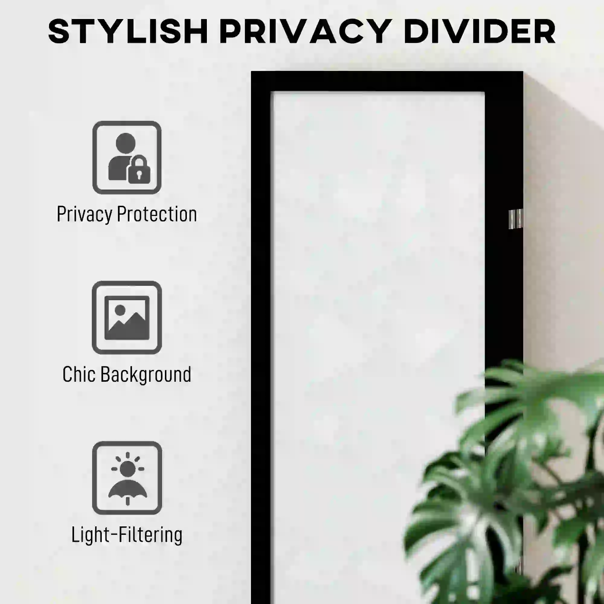 6 Panel Room Divider, 5.6 FT, Geometric Pattern Privacy Screen, Black - Image 4