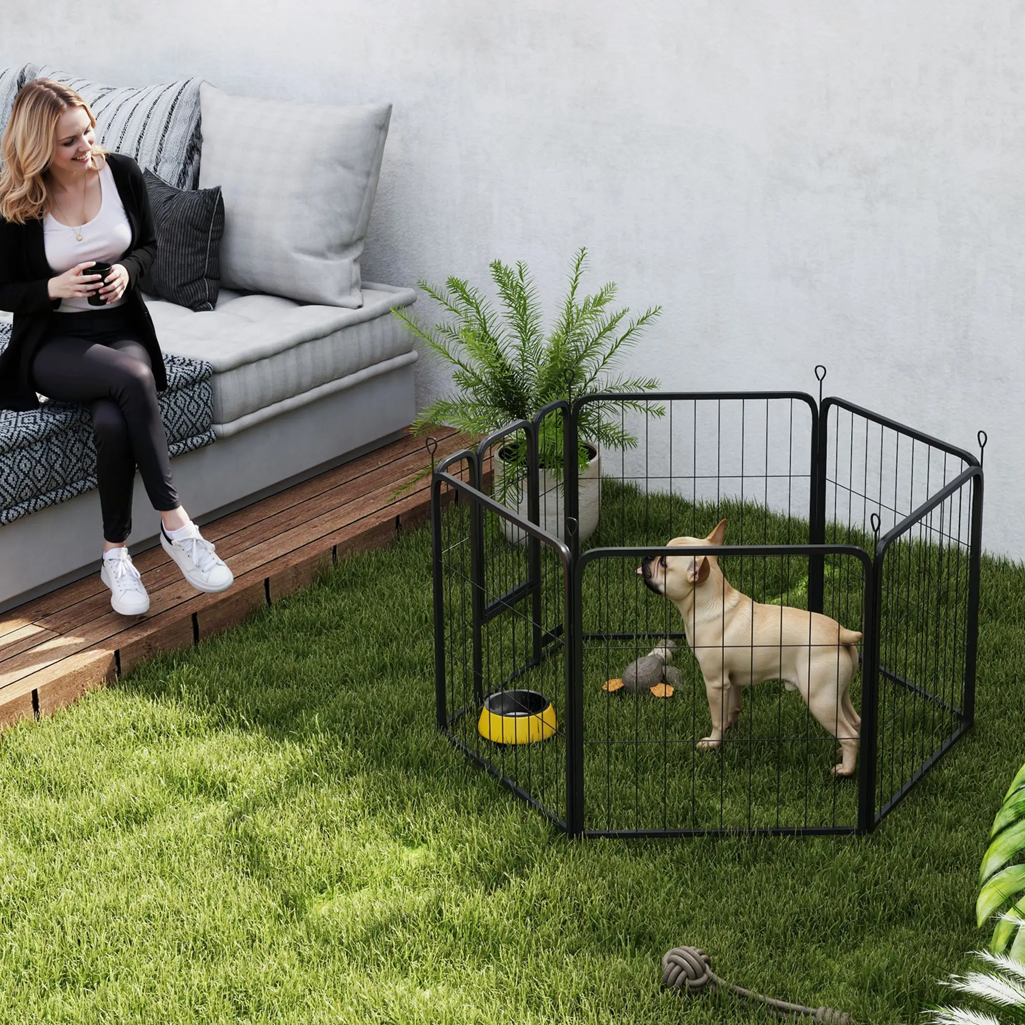 6 Panels Heavy Duty Dog Playpen, 24" Height, Portable Foldable - Image 2