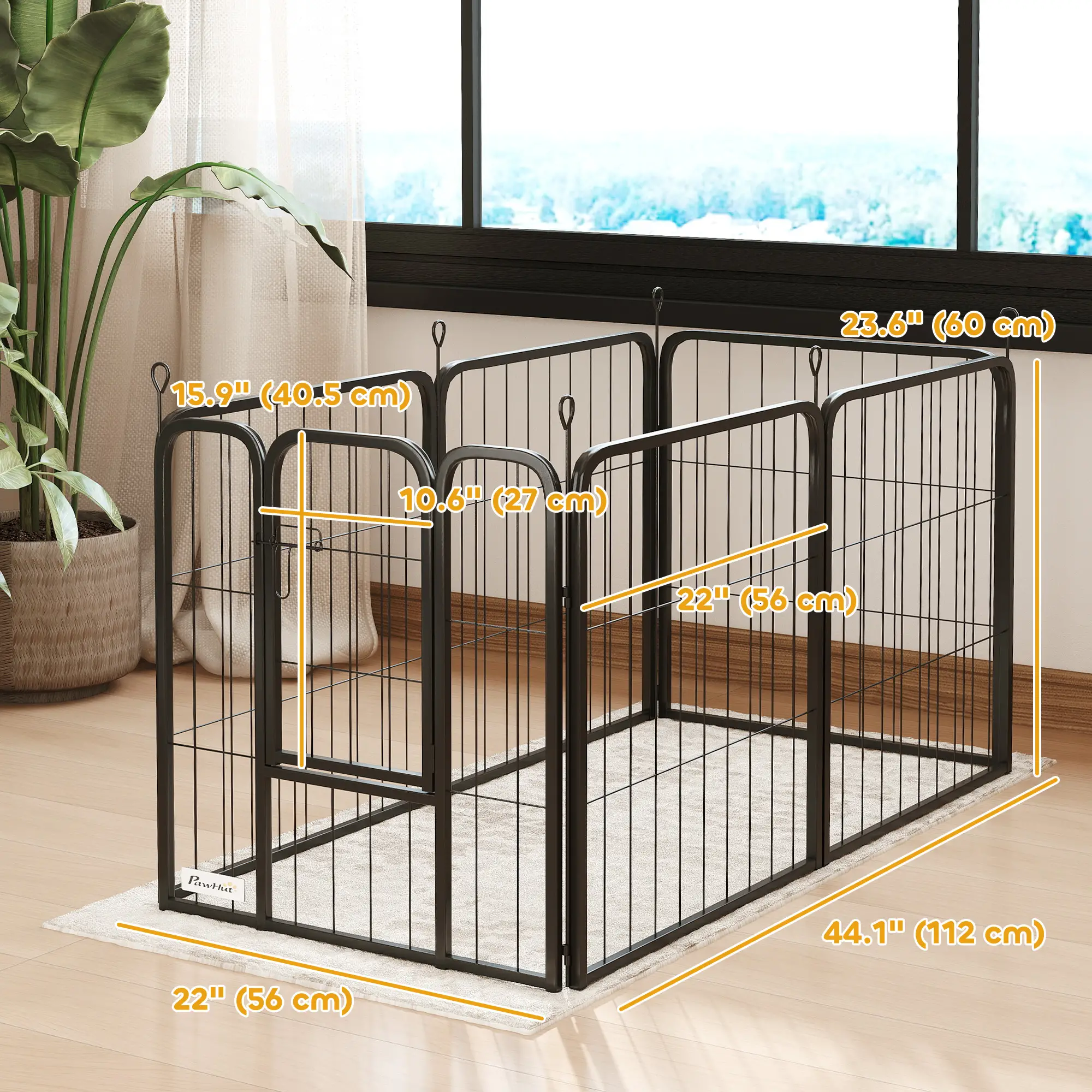 6 Panels Heavy Duty Dog Playpen, 24" Height, Portable Foldable - Image 3
