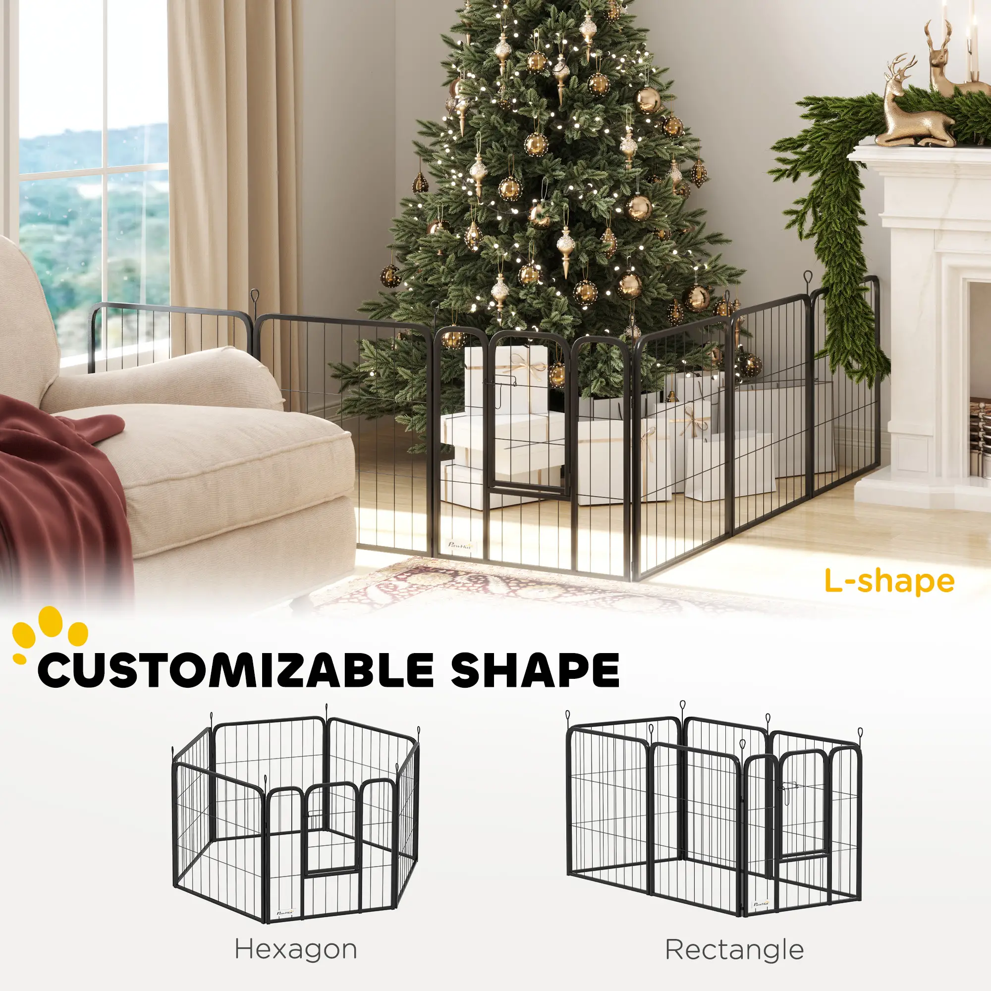 6 Panels Heavy Duty Dog Playpen, 24" Height, Portable Foldable - Image 4